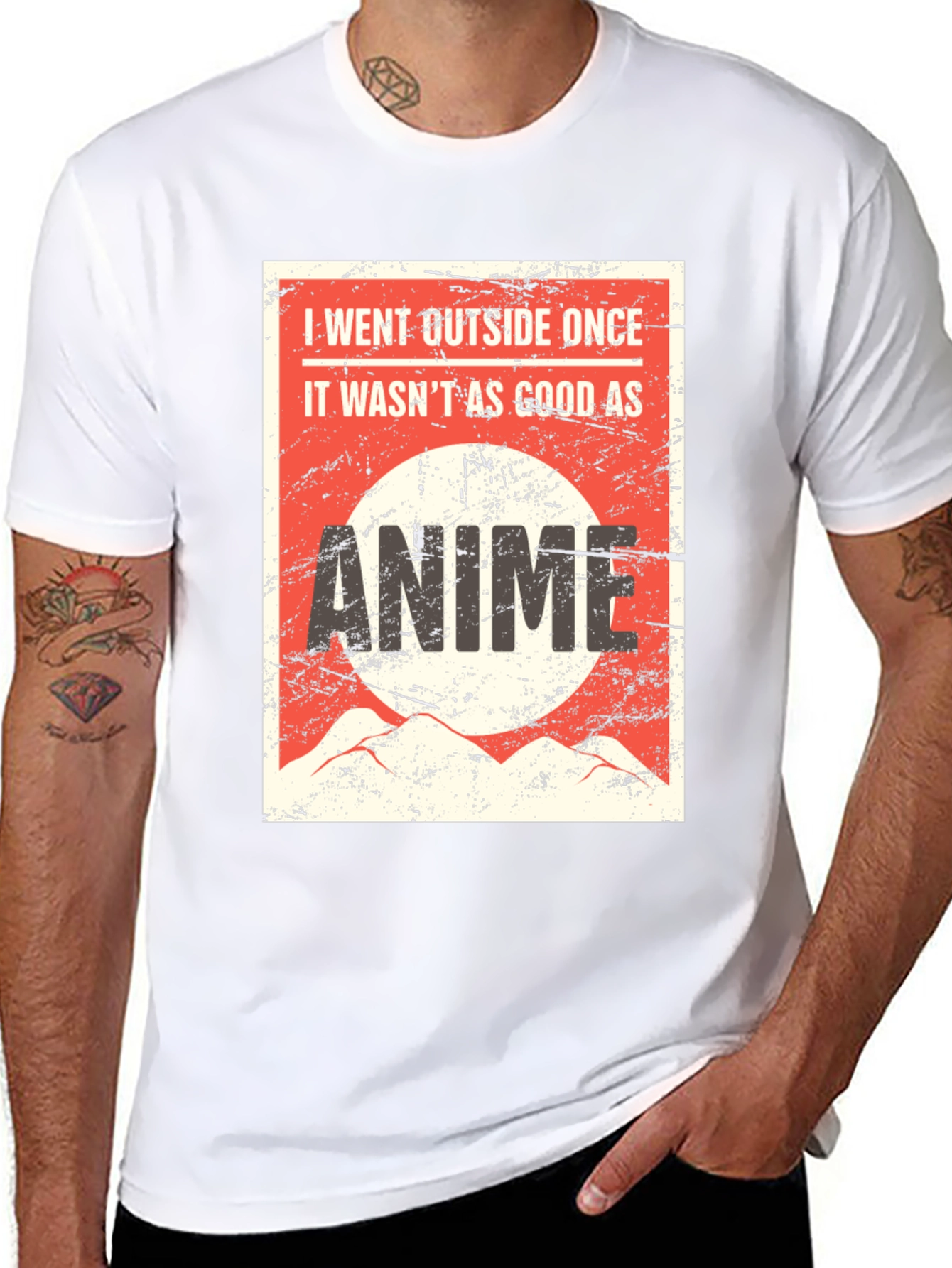 Black Anime Lover Graphic Tee - I Went Outside Once T-Shirt view 8