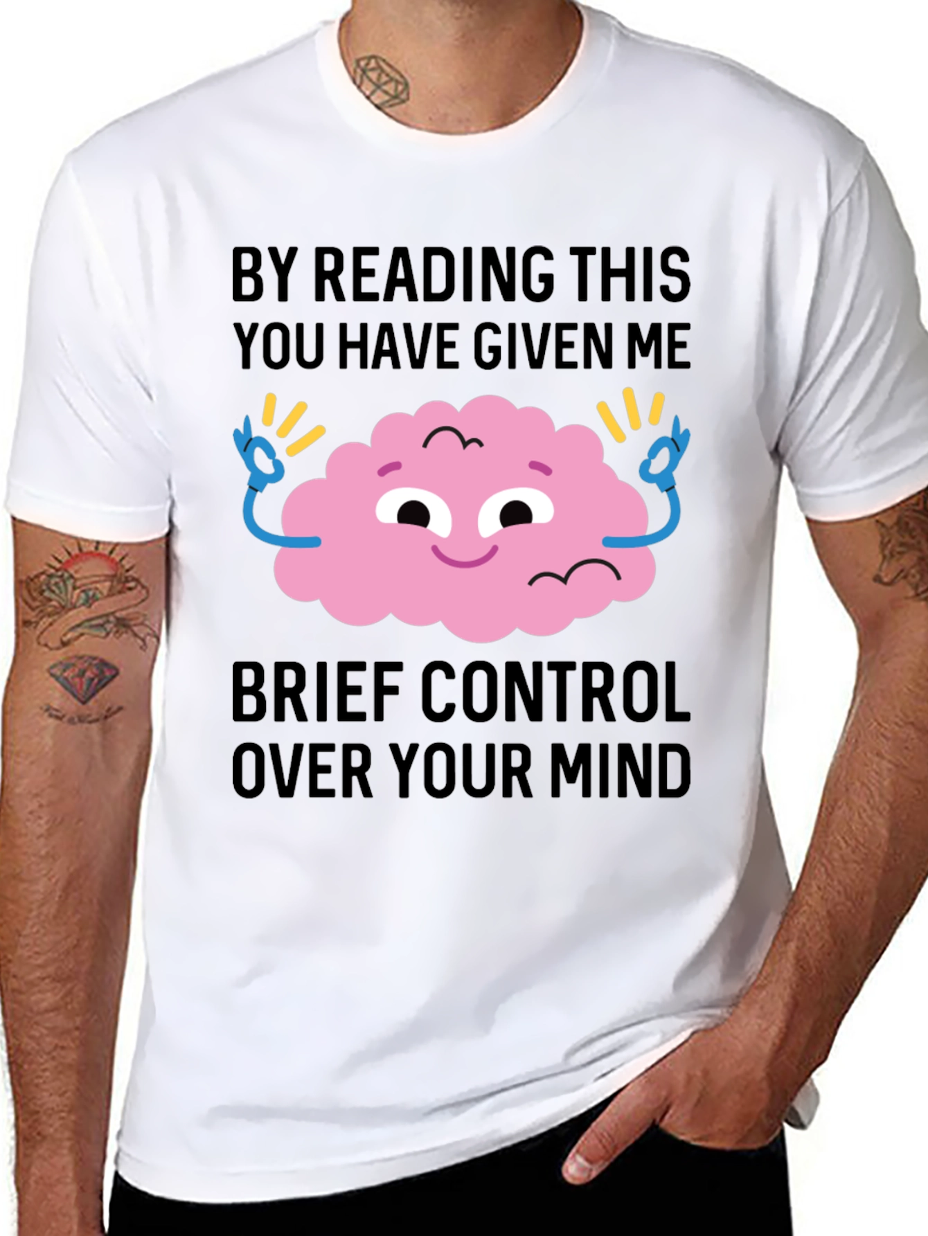 Black Mind Control T-Shirt - Funny Brain Tee view 8
