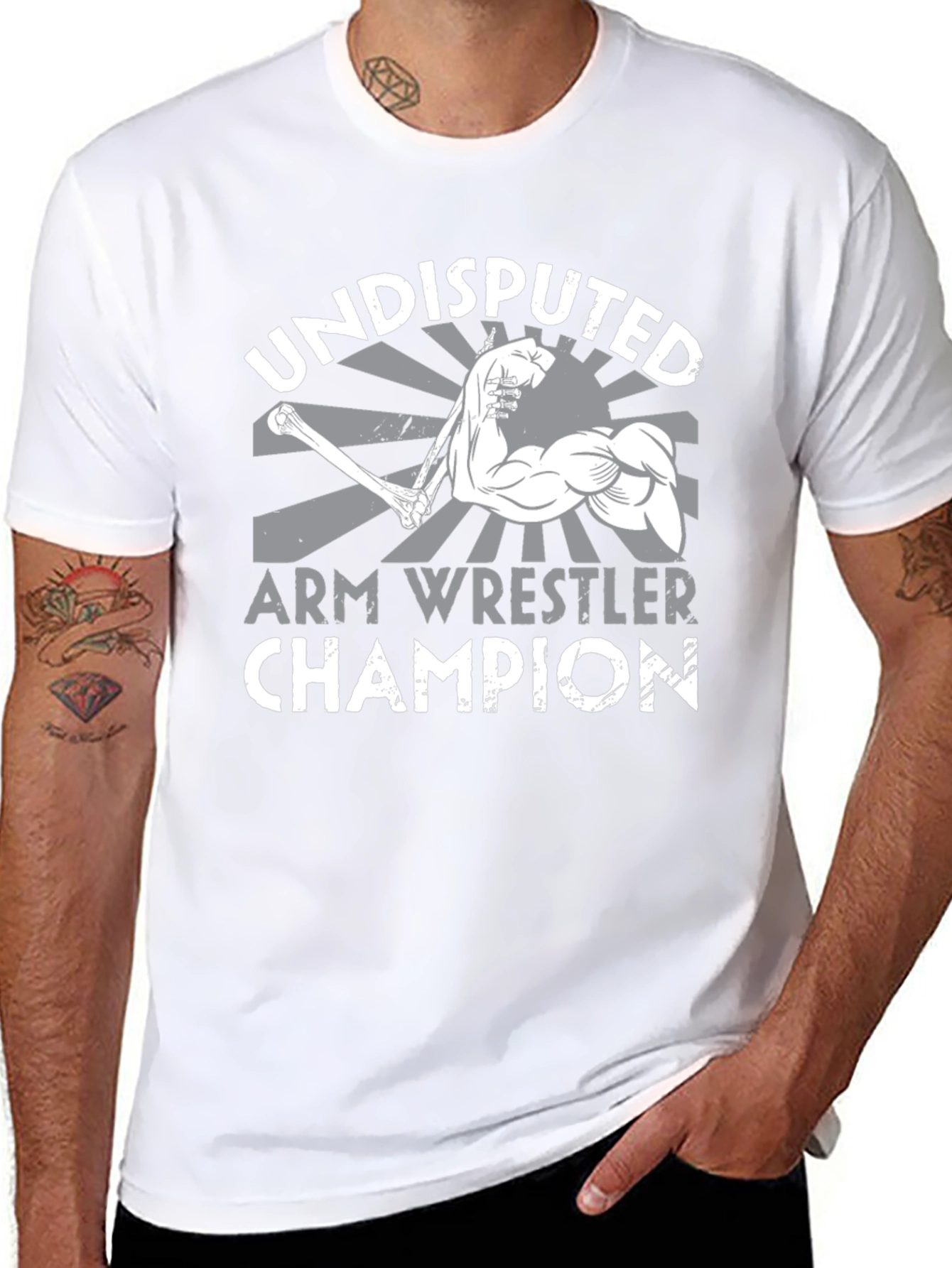 Black Undisputed Arm Wrestler Champion Black T-Shirt view 8