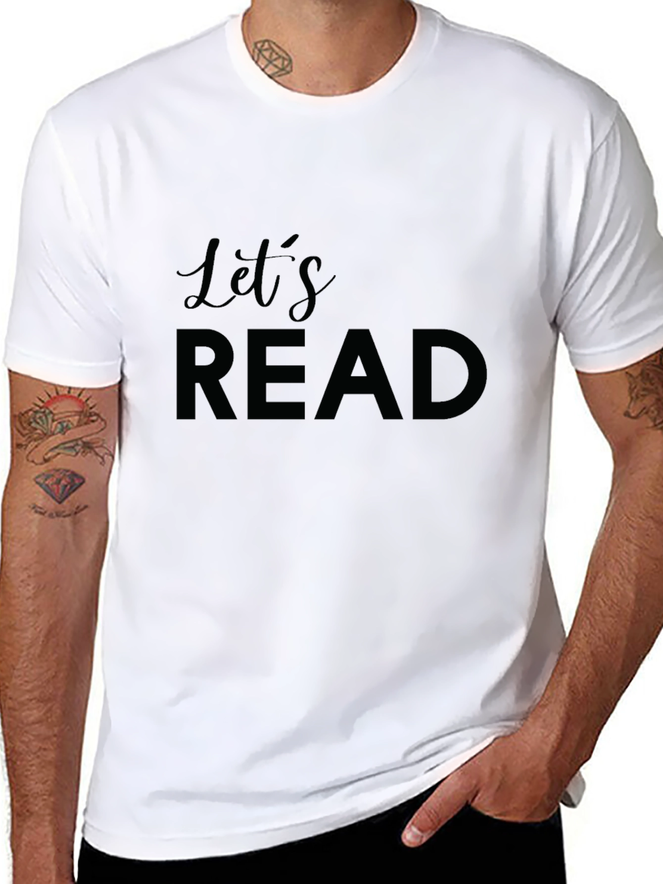 Black Let's Read Graphic T-Shirt - Black Casual Tee view 8