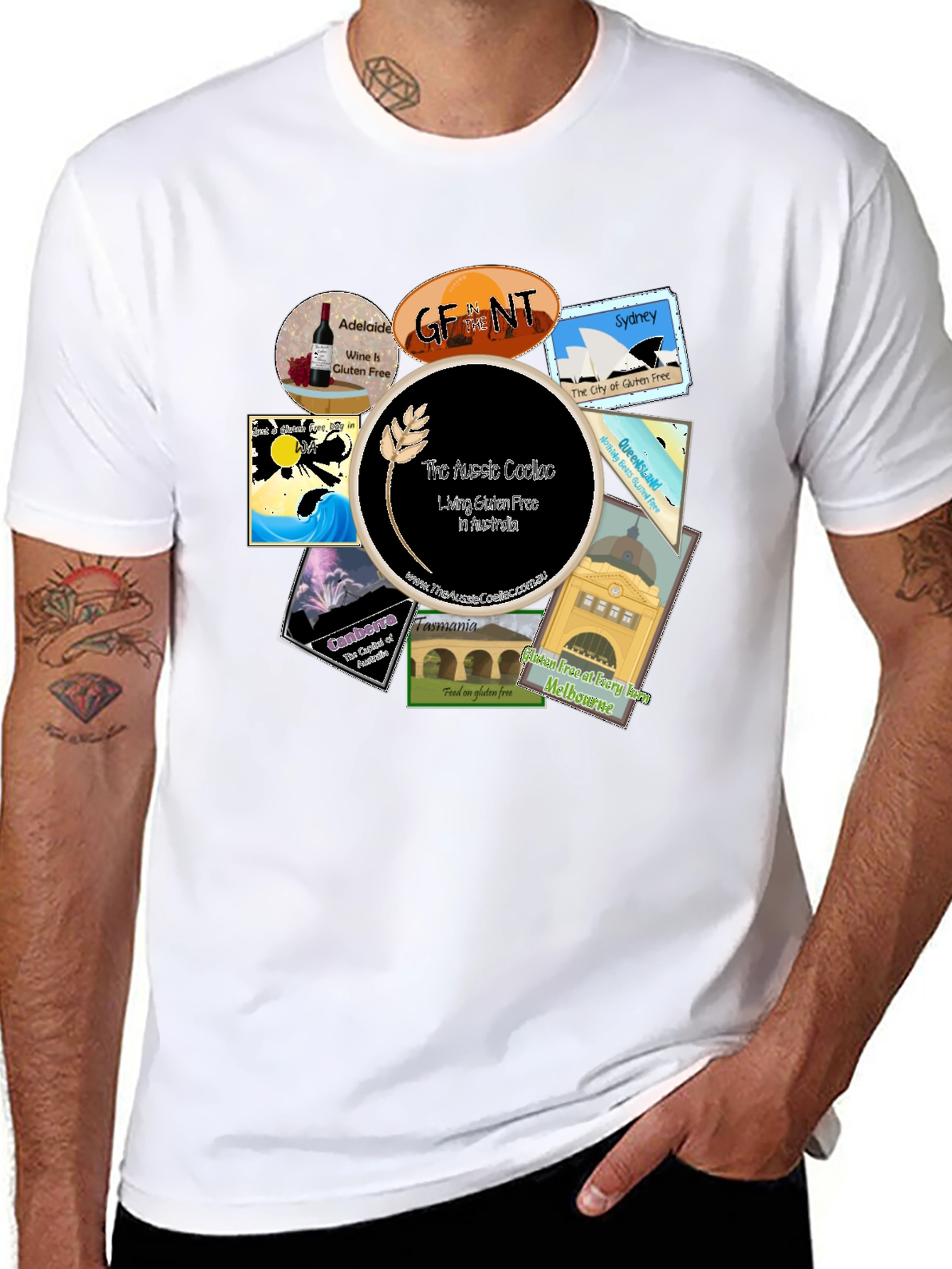 Black Aussie Cities Gluten-Free T-Shirt view 8