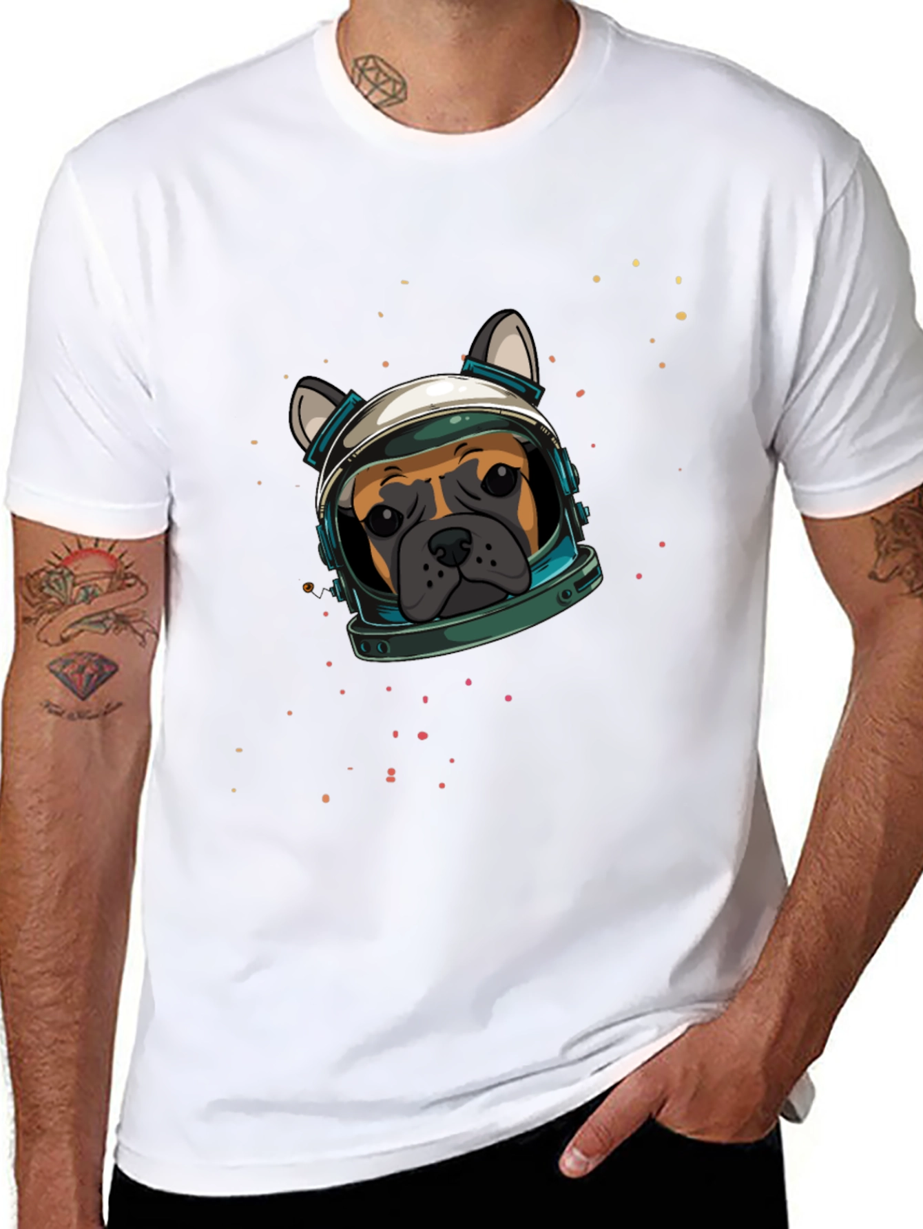 Black Dog Astronaut Graphic Print T-Shirt view 8