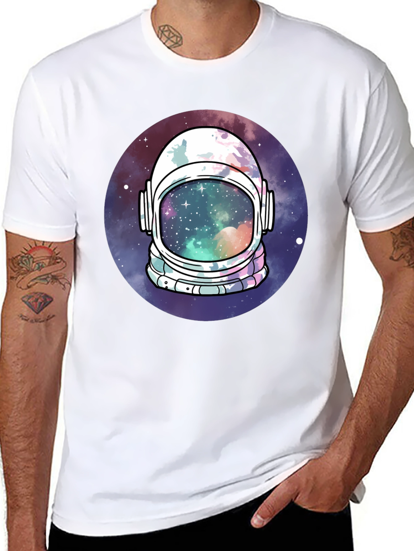 Black Astronaut Helmet Space T-Shirt view 8
