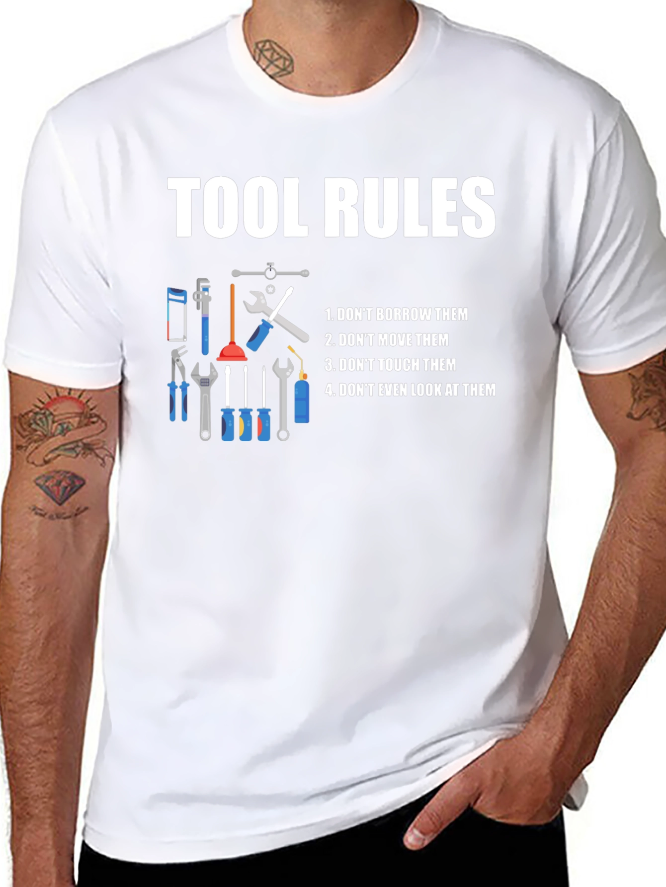 Black Tool Rules Graphic T-Shirt - Funny Handyman Tee view 8