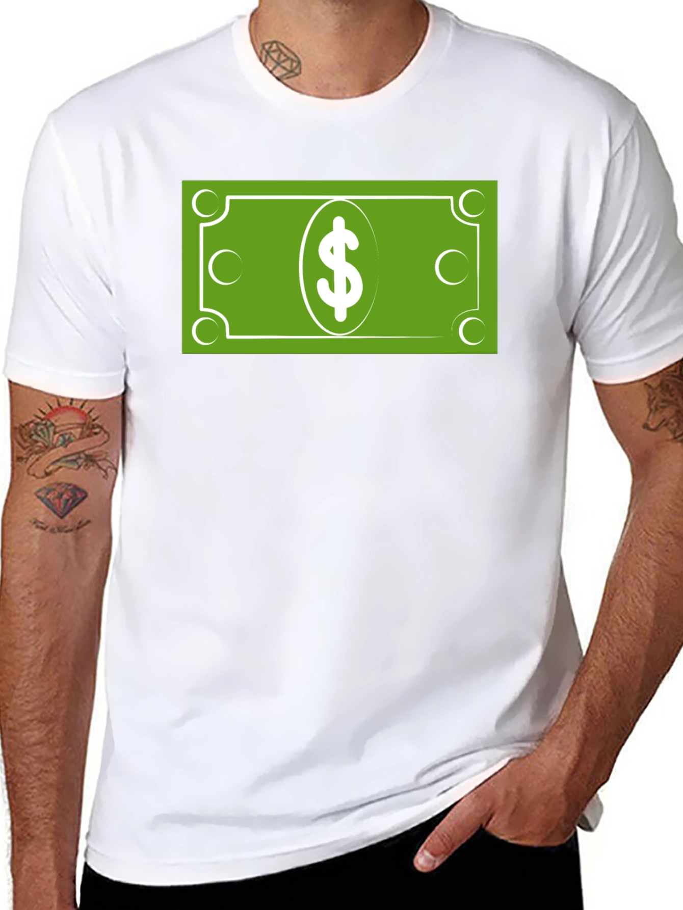 Black Money Graphic T-Shirt - Cool Casual Wear view 8
