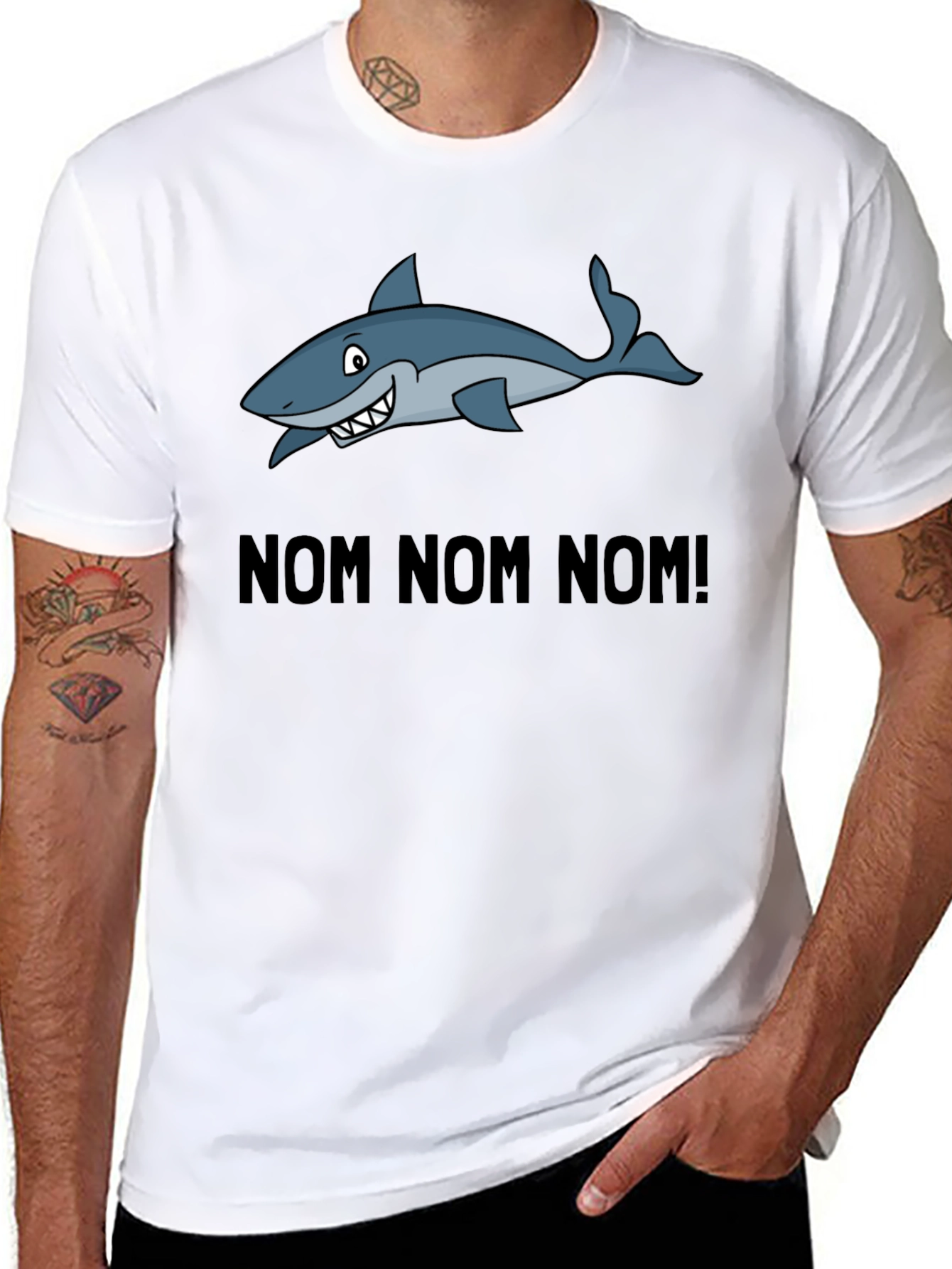 Black Nom Nom Nom Shark Graphic T-Shirt view 8