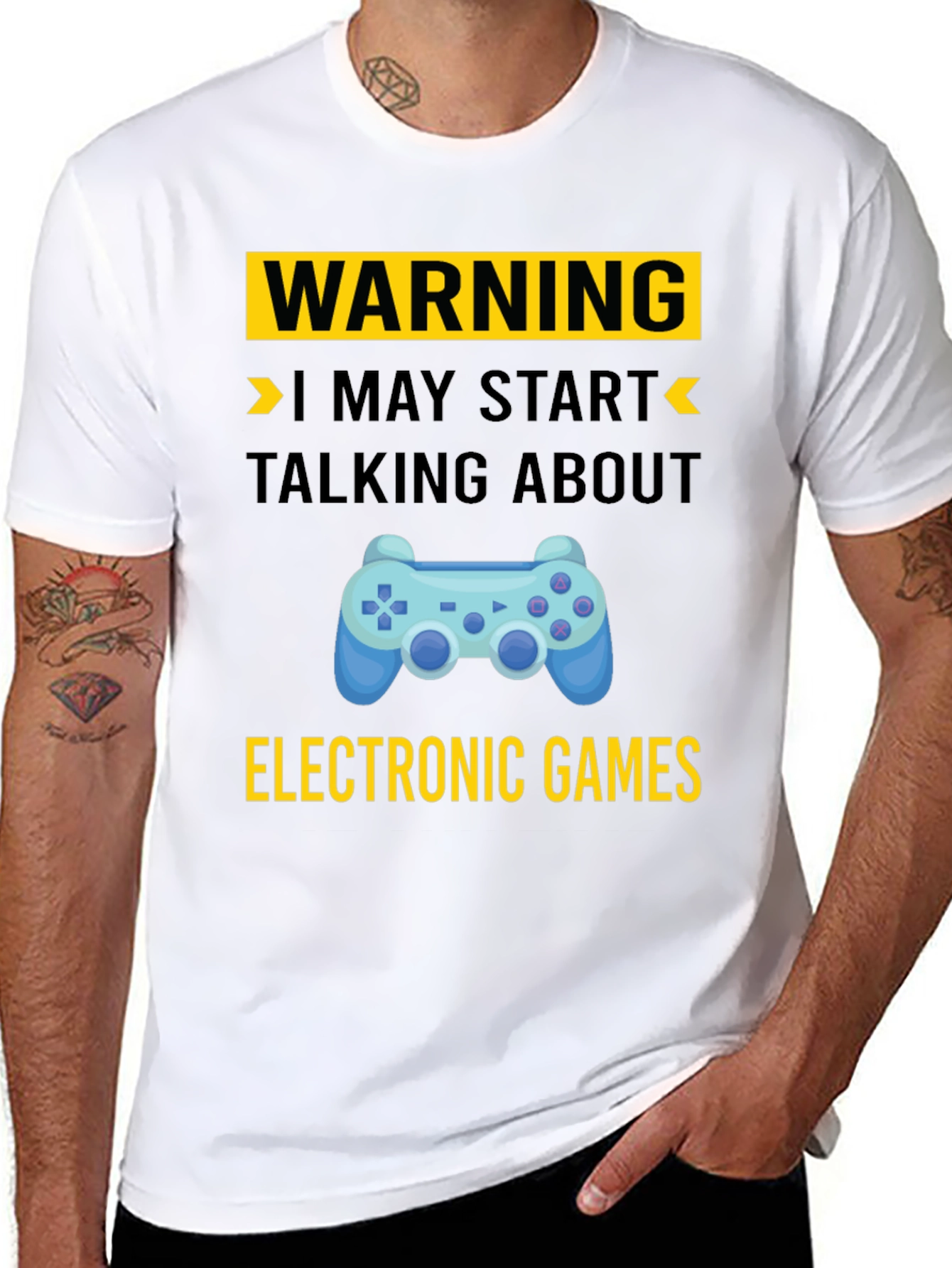 Black Warning Electronic Games T-Shirt view 8