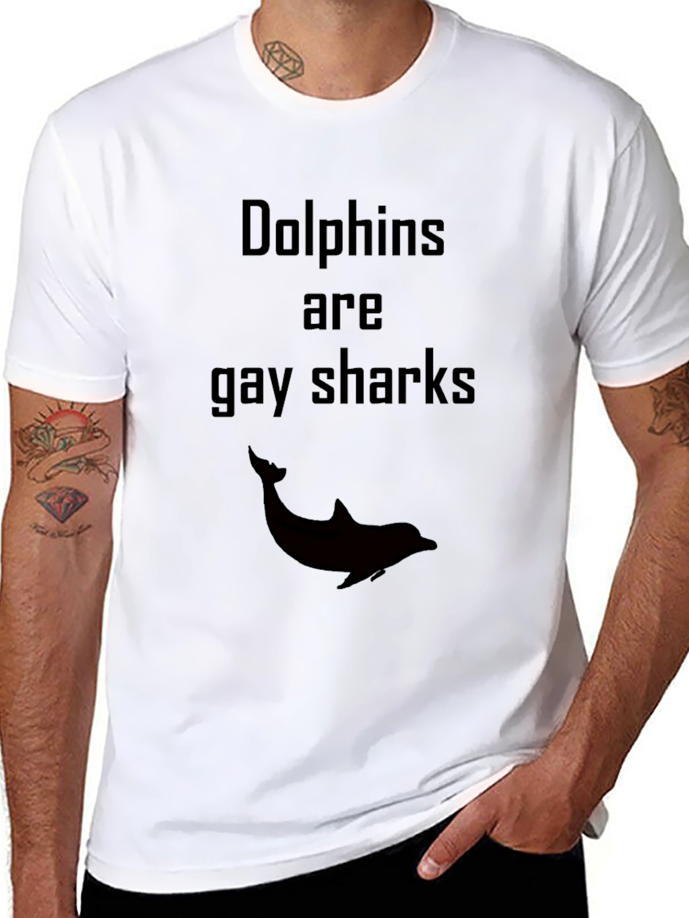Black Dolphins Are Gay Sharks Graphic T-Shirt view 8