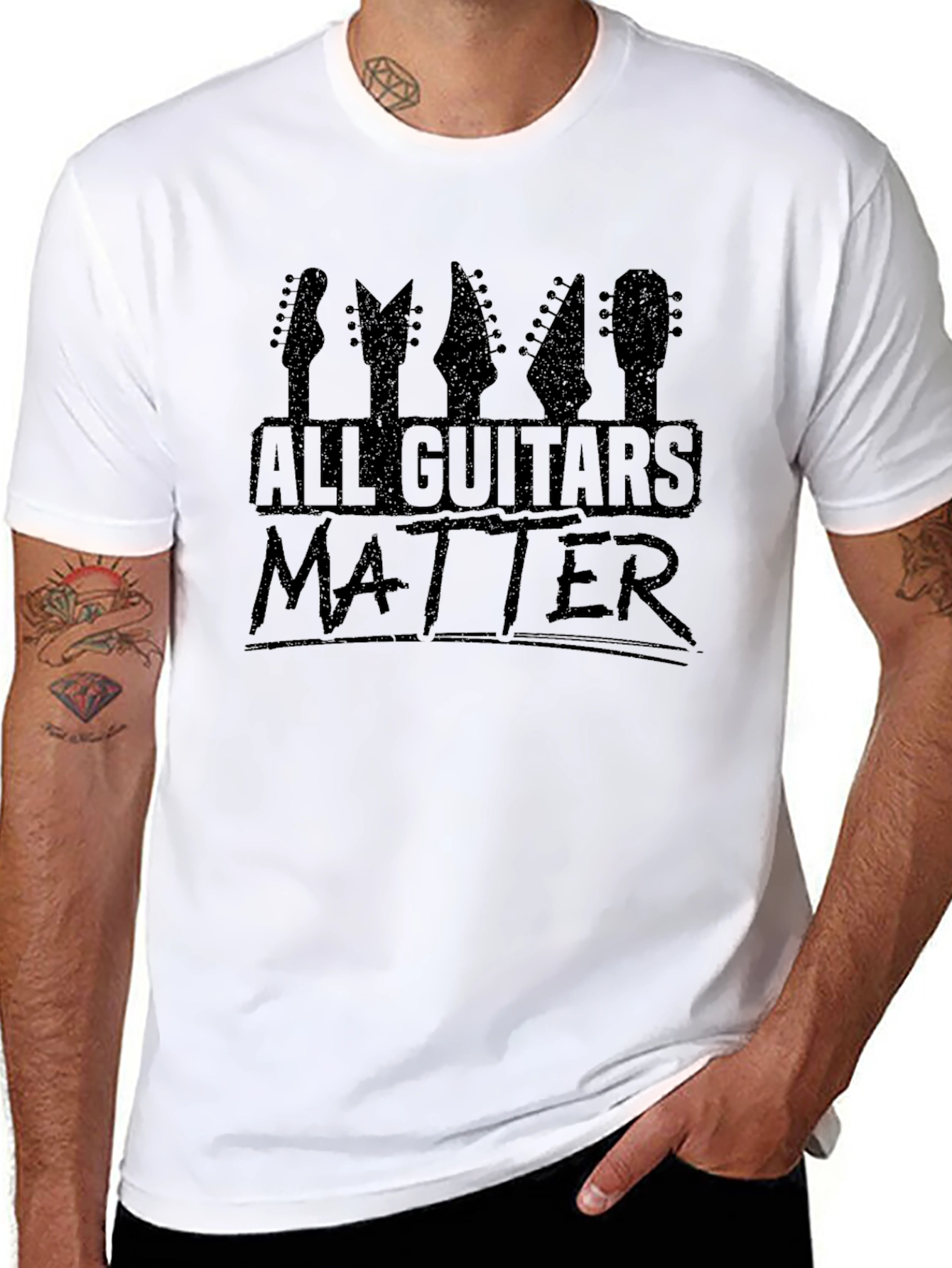 Black All Guitars Matter Funny Music T-Shirt view 8