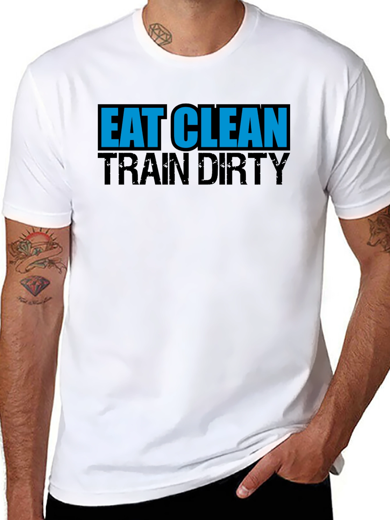 Black Eat Clean Train Dirty T-Shirt - Black Graphic Tee view 8
