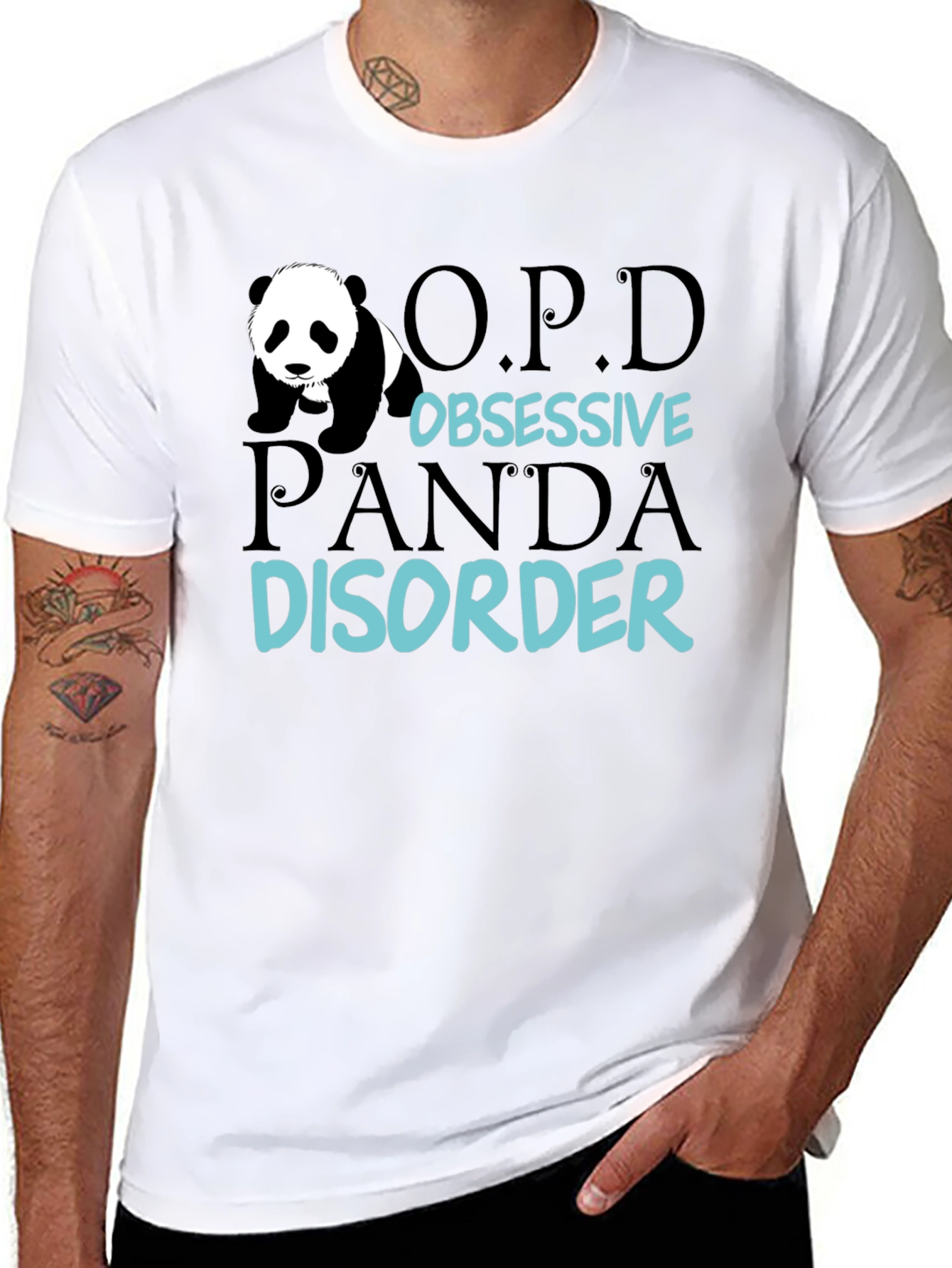 Black Obsessive Panda Disorder Funny Graphic Tee view 8