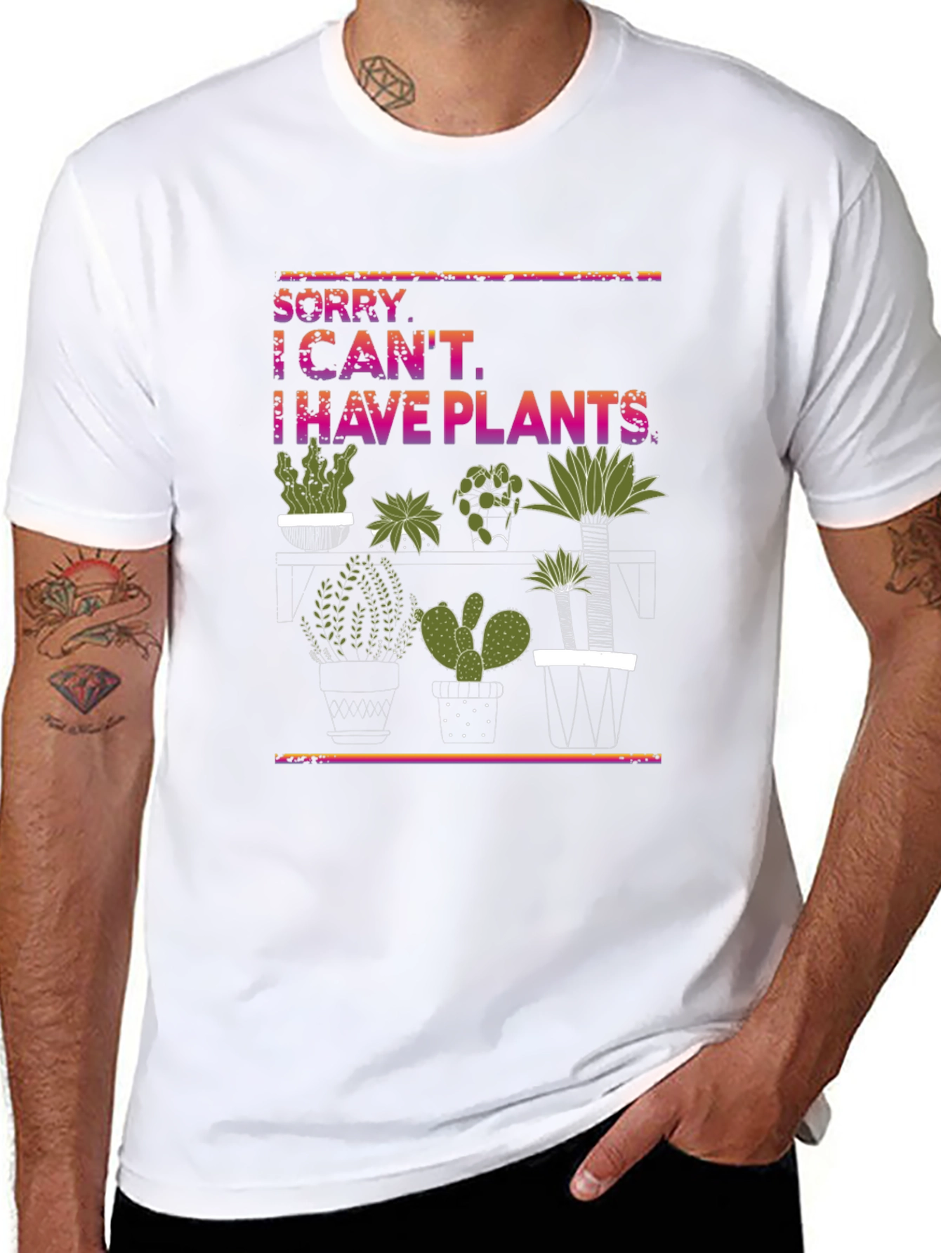 Black Plant Lover T-Shirt - Sorry I Can't, I Have Plants! view 8