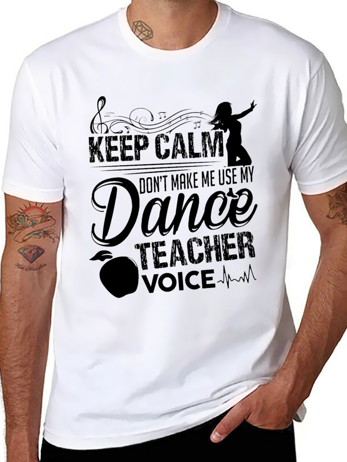 Black Dance Teacher Graphic T-Shirt - Keep Calm Design view 8