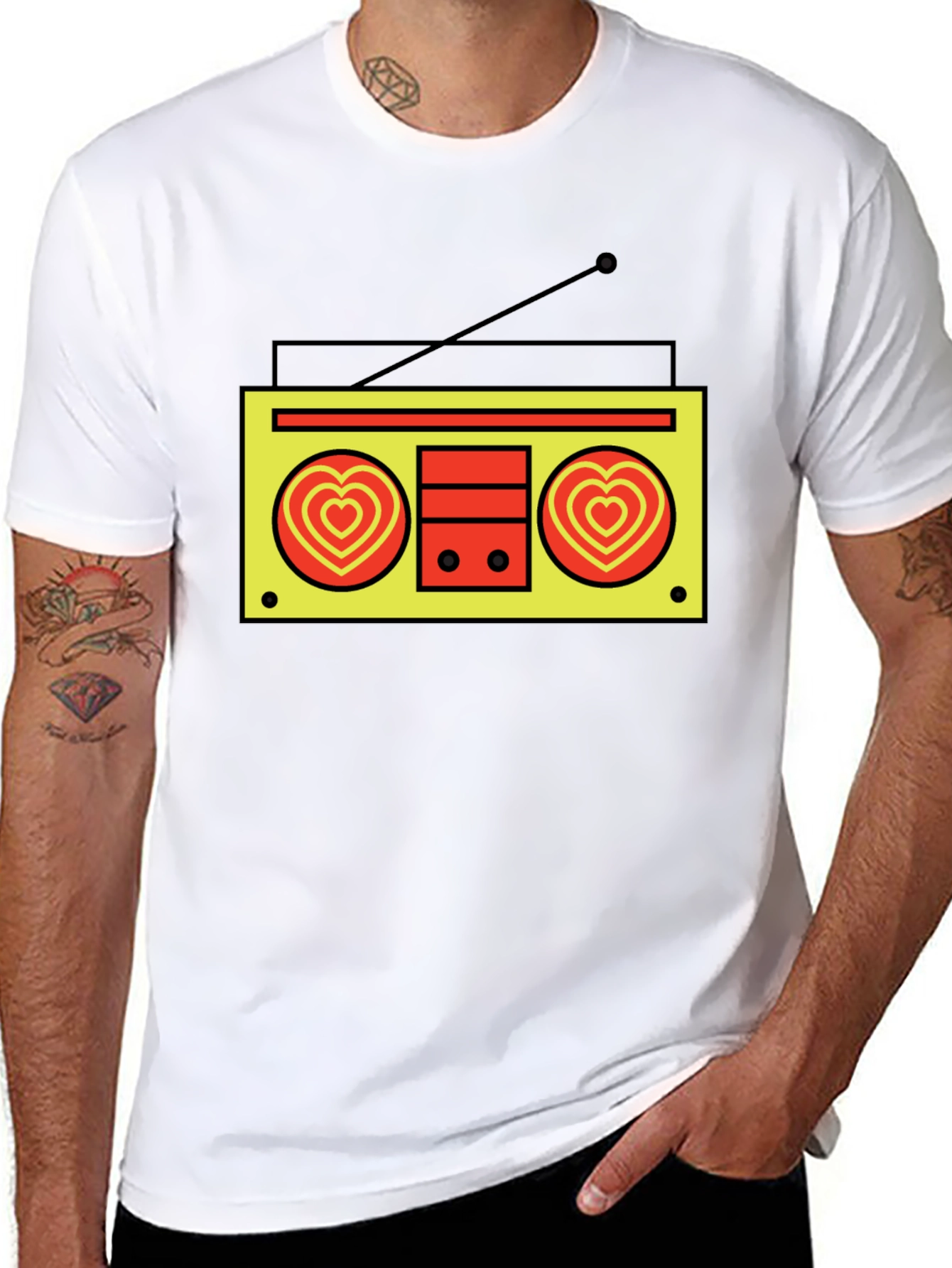 Black Retro Radio Heart T-Shirt - Black view 8