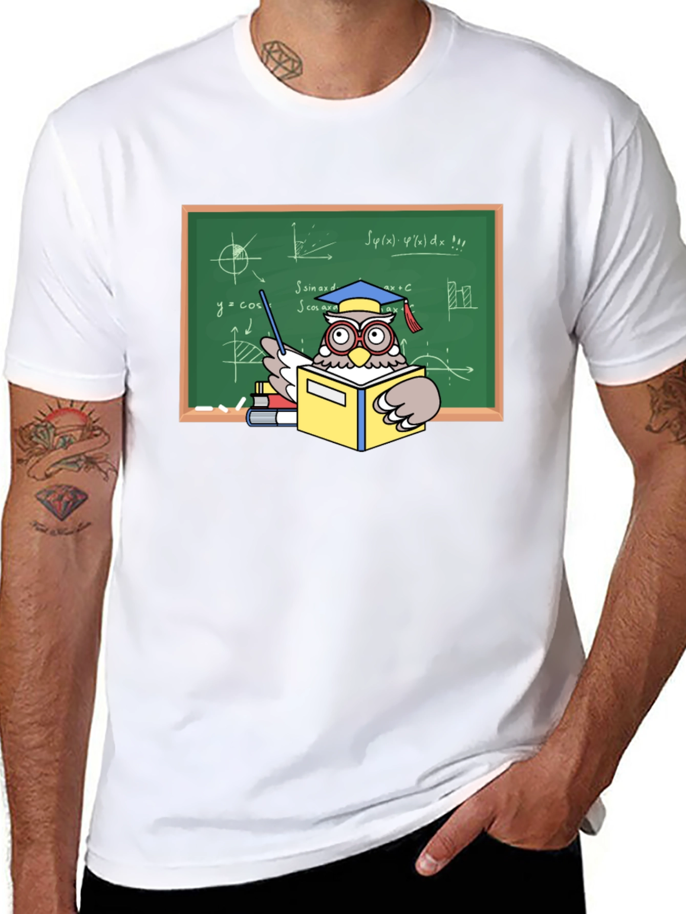 Black Professor Owl Graphic T-Shirt - Academic Humor view 8