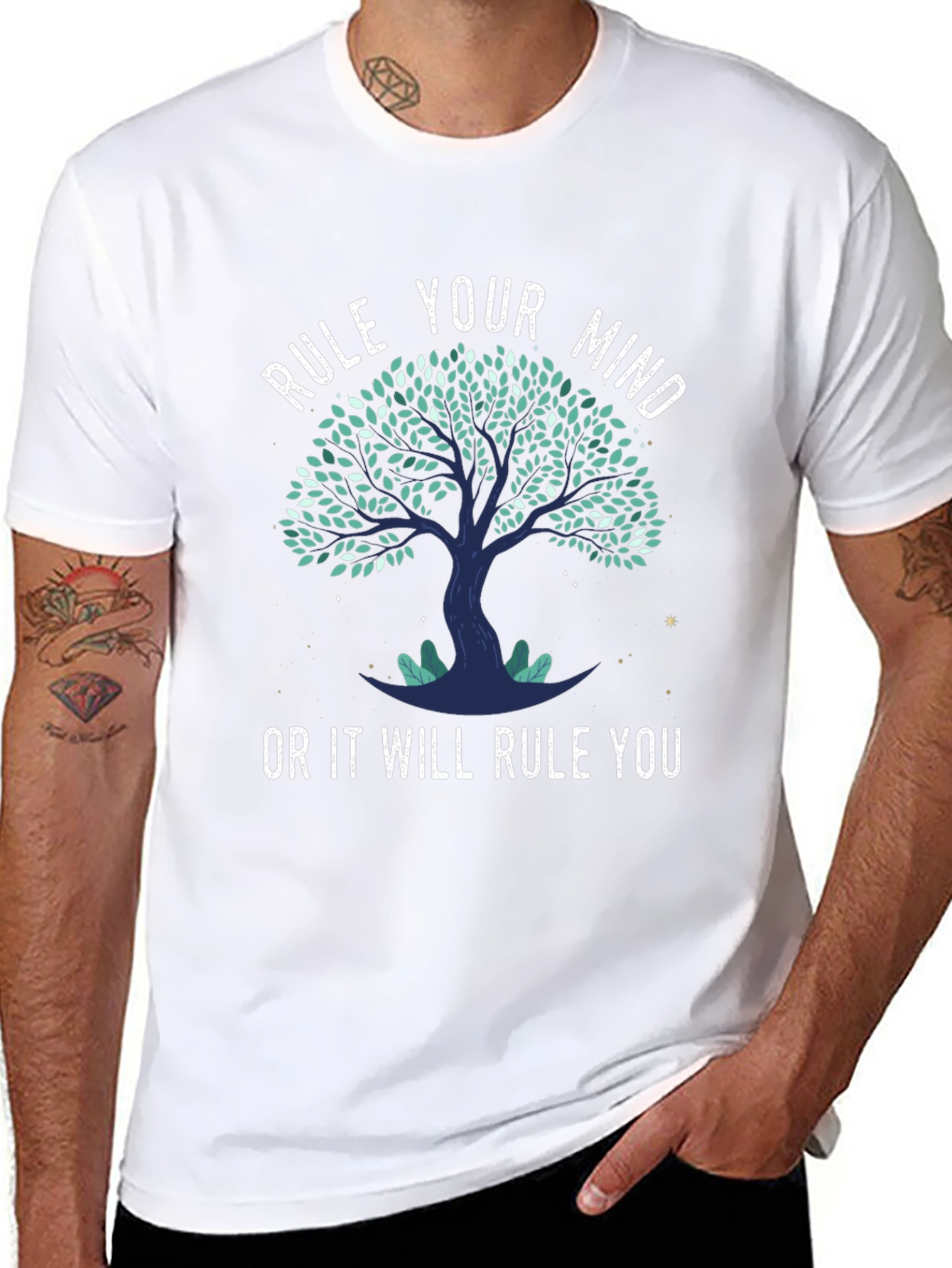 Black Rule Your Mind Tree Graphic Tee view 8