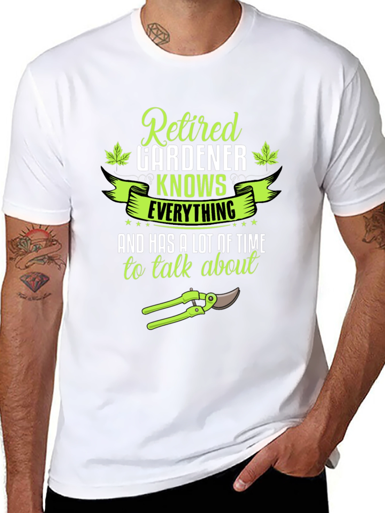 Black Retired Gardener T-Shirt - Knows Everything view 8