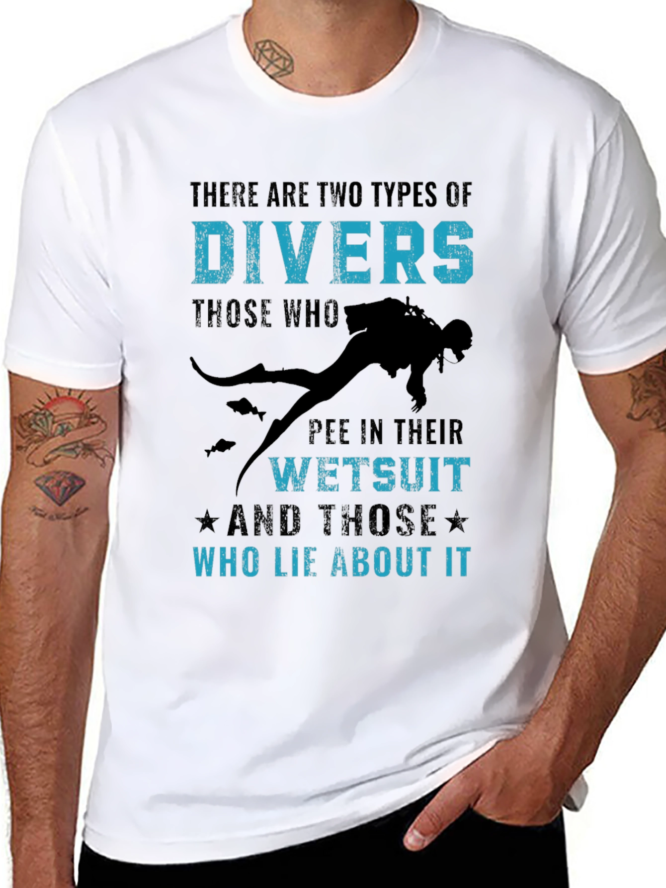 Black Funny Diver T-Shirt - Two Types of Divers view 8