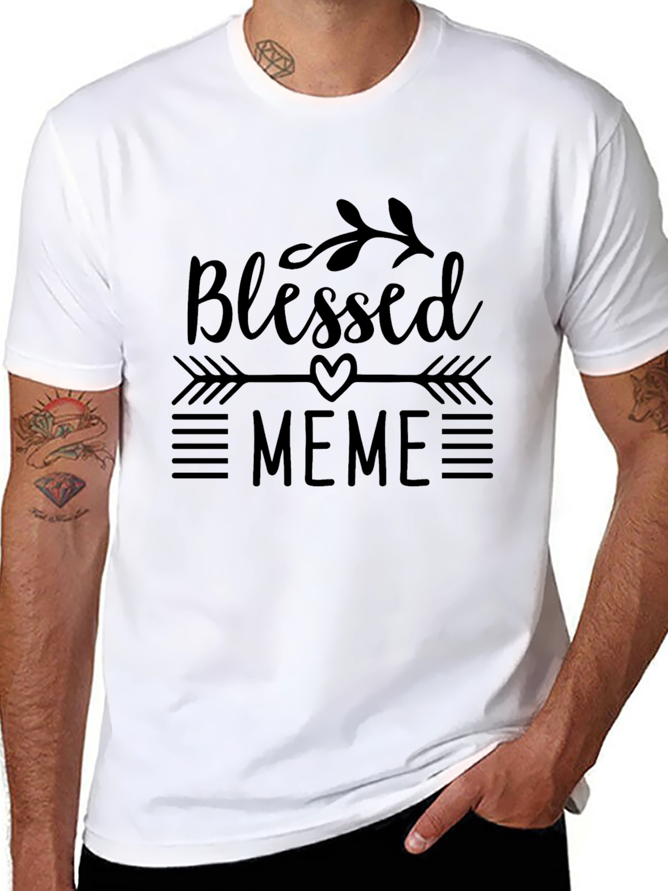 Black Blessed Meme Black T-Shirt Novelty Graphic Tee view 8
