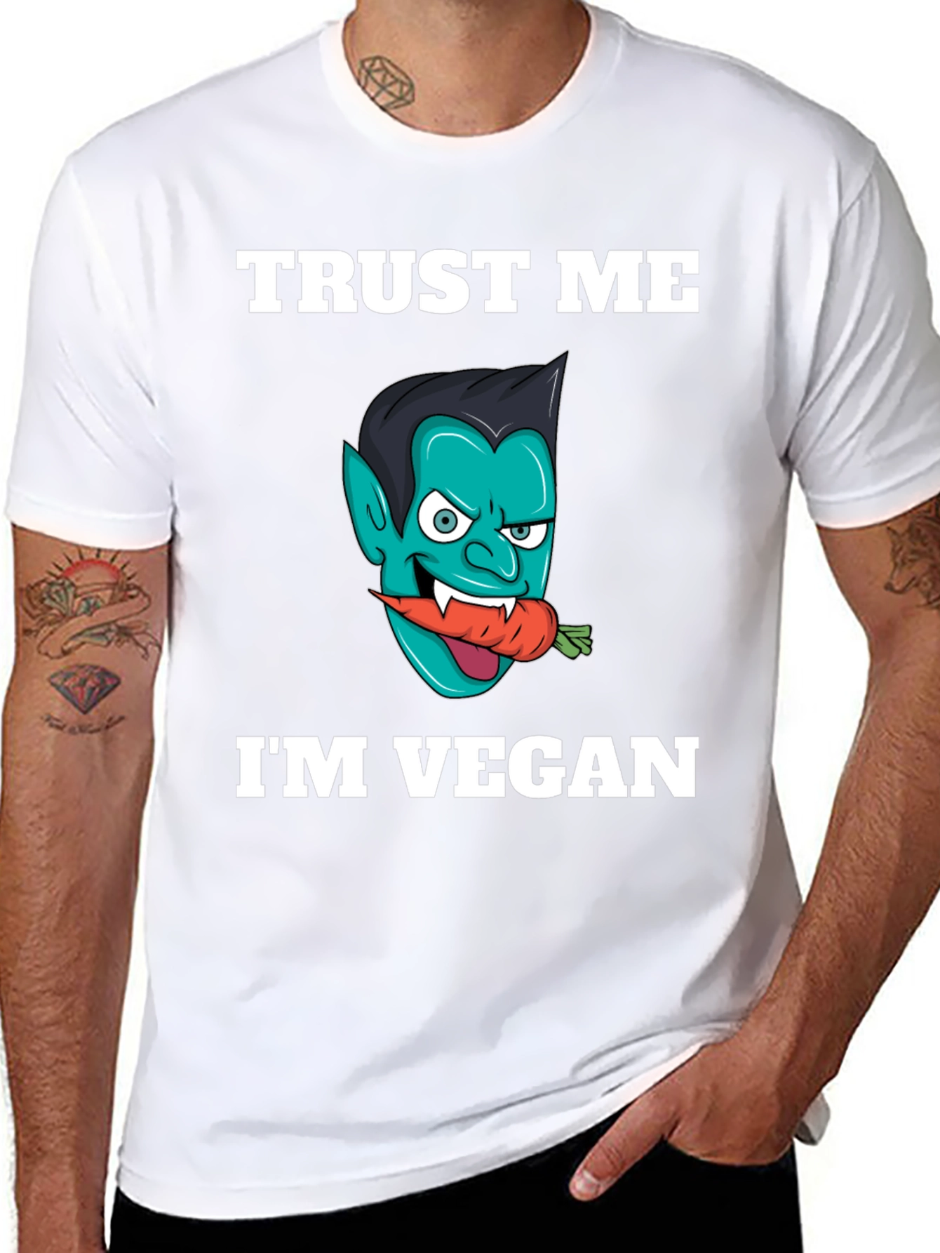Black Vegan Vampire T-Shirt - Trust Me, I'm Vegan! view 8