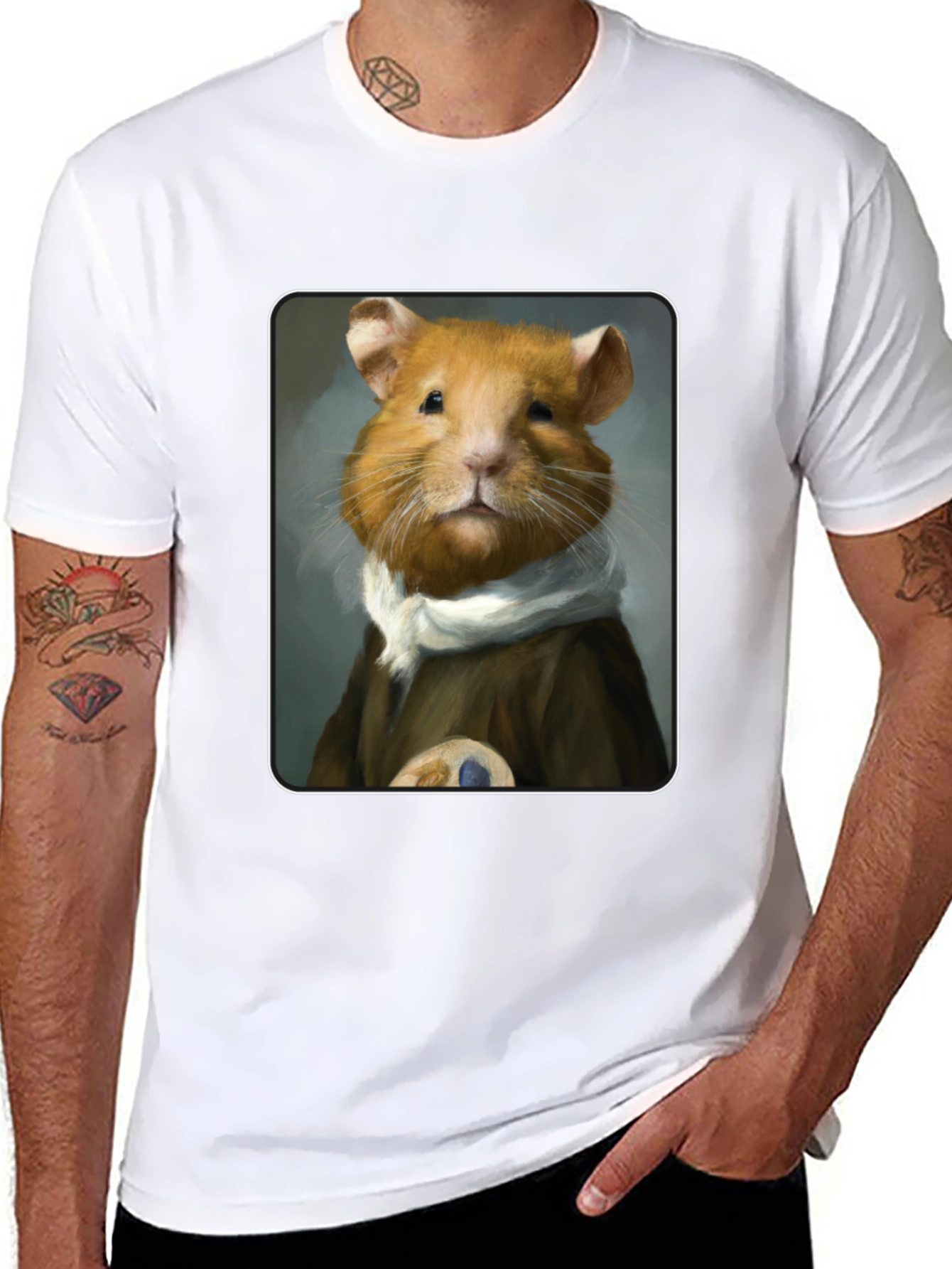 Black Hamster Portrait T-Shirt - Unique & Quirky Tee view 8