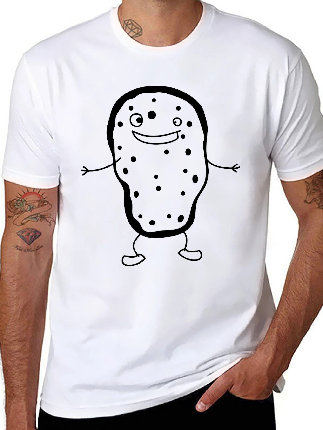 Black Funny Potato Graphic Tee - Unisex Black T-Shirt view 8