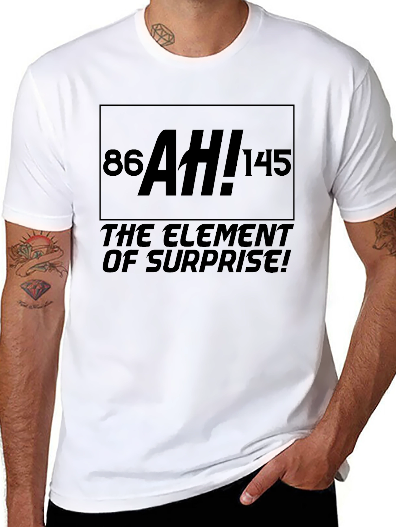 Black Element of Surprise T-Shirt - Periodic Table AH! Funny Novelty Tee view 8
