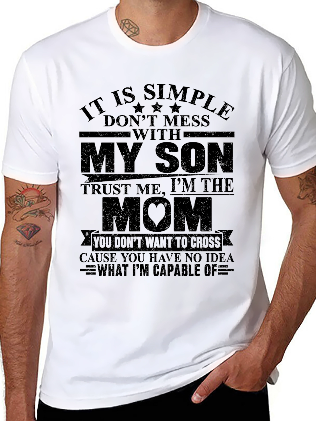 Black It is Simple Don't Mess with My Son Mom T-Shirt view 8