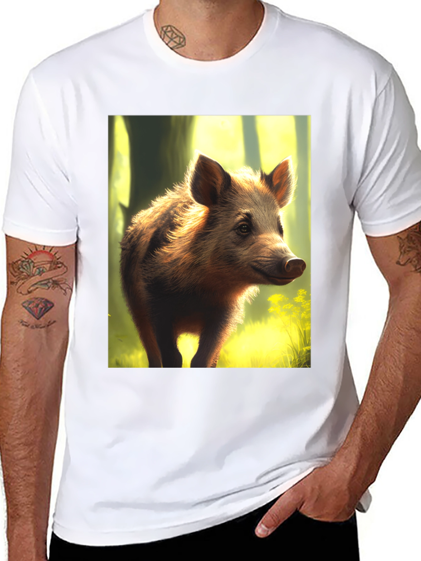 Black Wild Boar Graphic Tee view 8