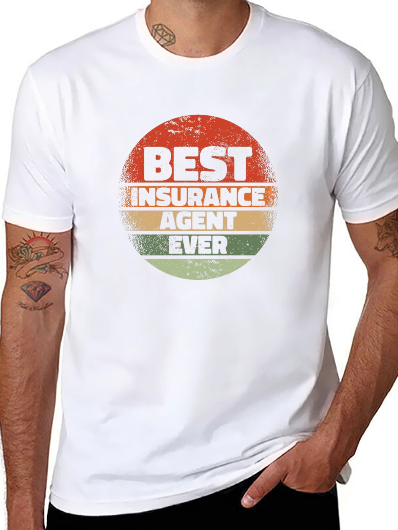 Black Best Insurance Agent Ever Retro T-Shirt view 8