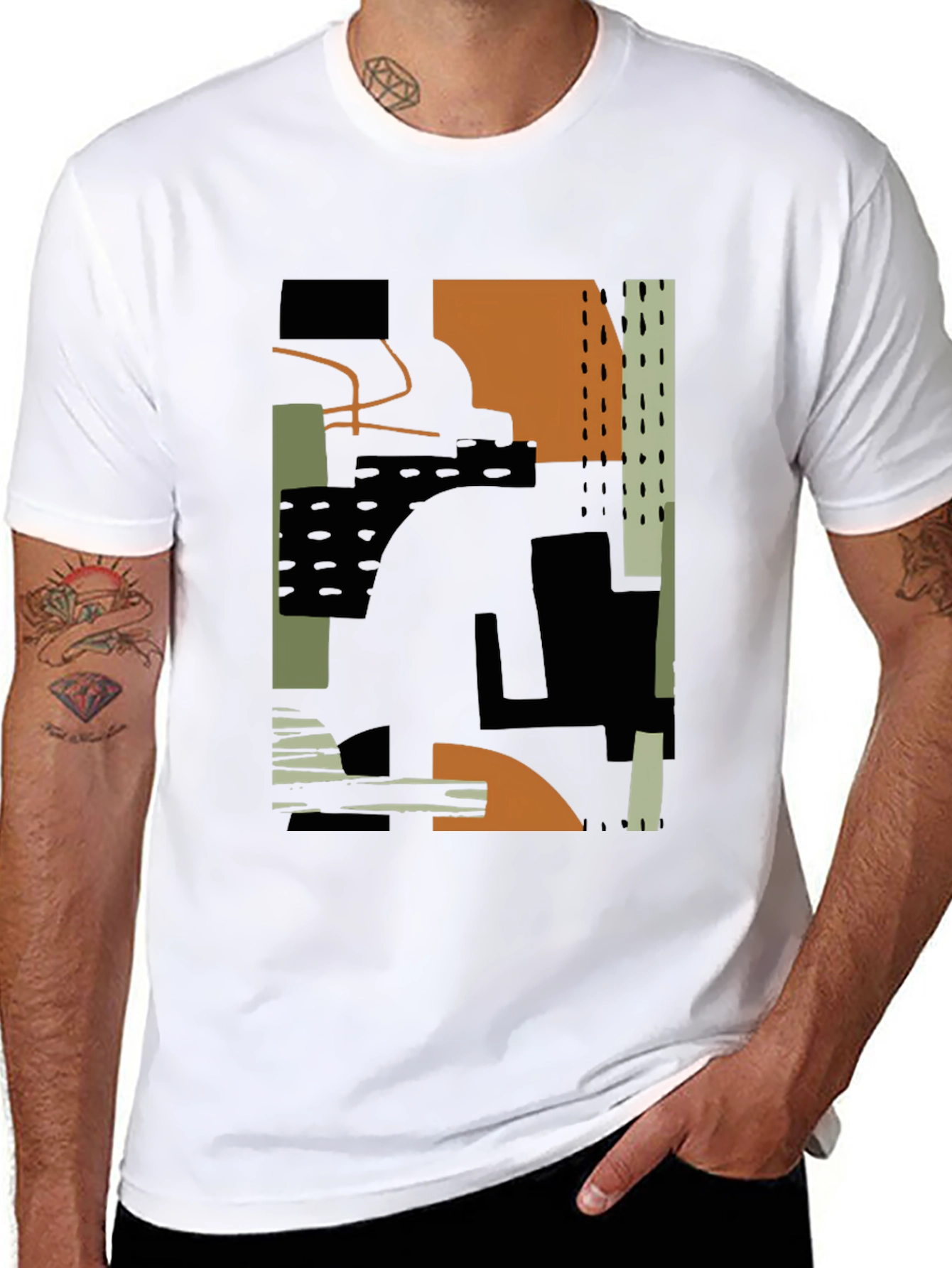 Black Abstract Art Tee - Modern Black T-Shirt view 8