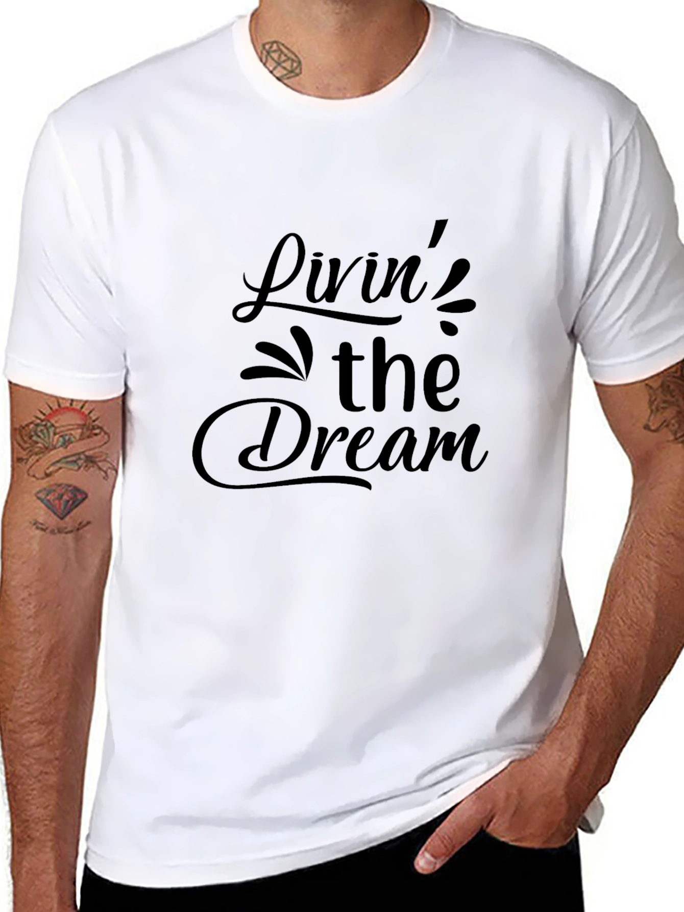 Black Livin' The Dream Black Graphic Tee view 8