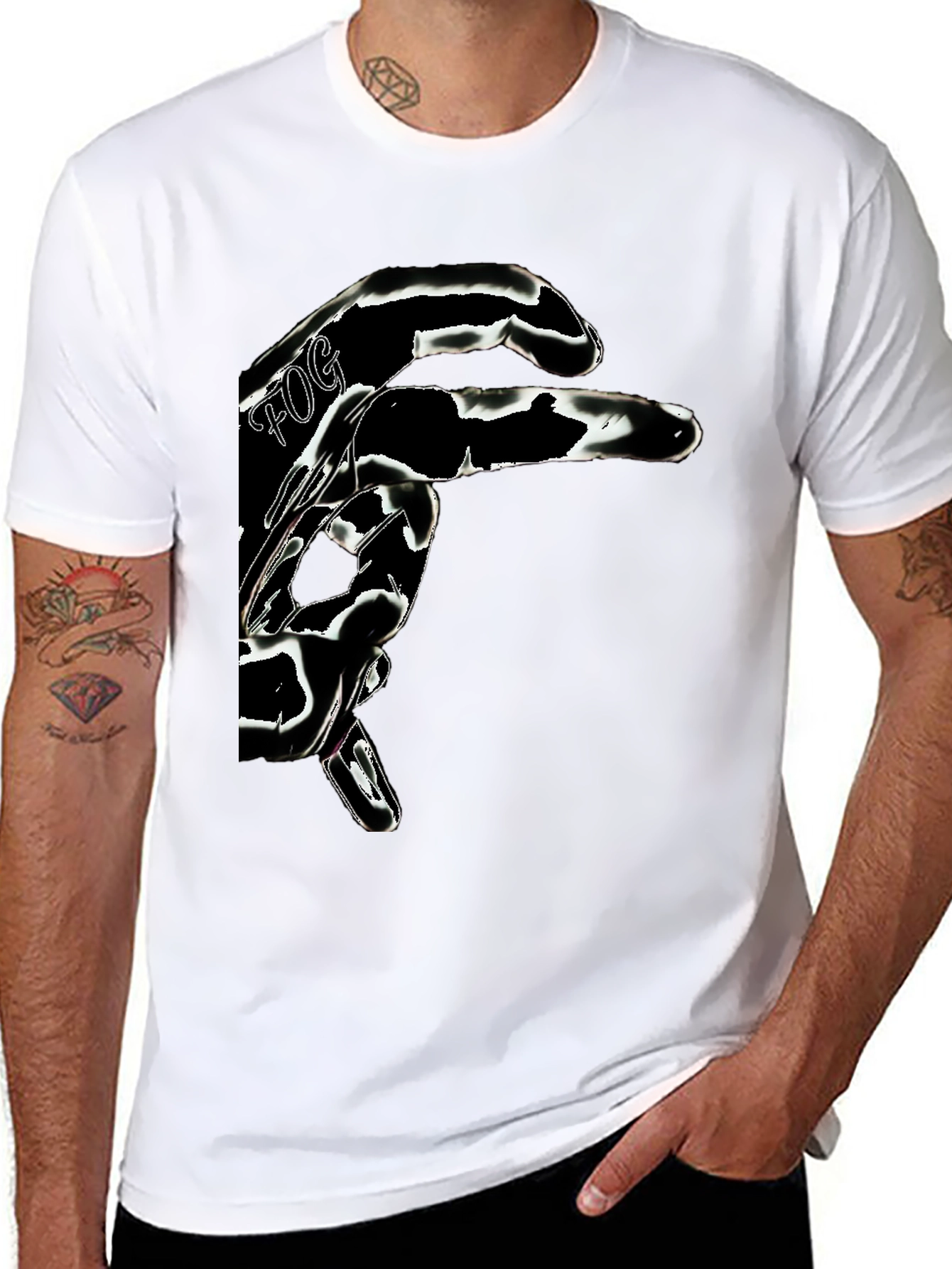 Black Abstract Graphic Print Men's Black T-Shirt view 8