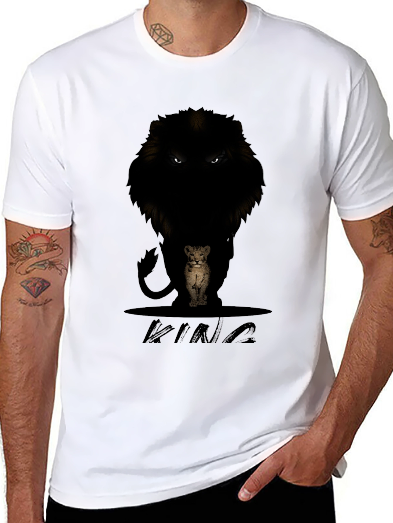 Black Lion King Graphic Tee - Men's Black T-Shirt view 8