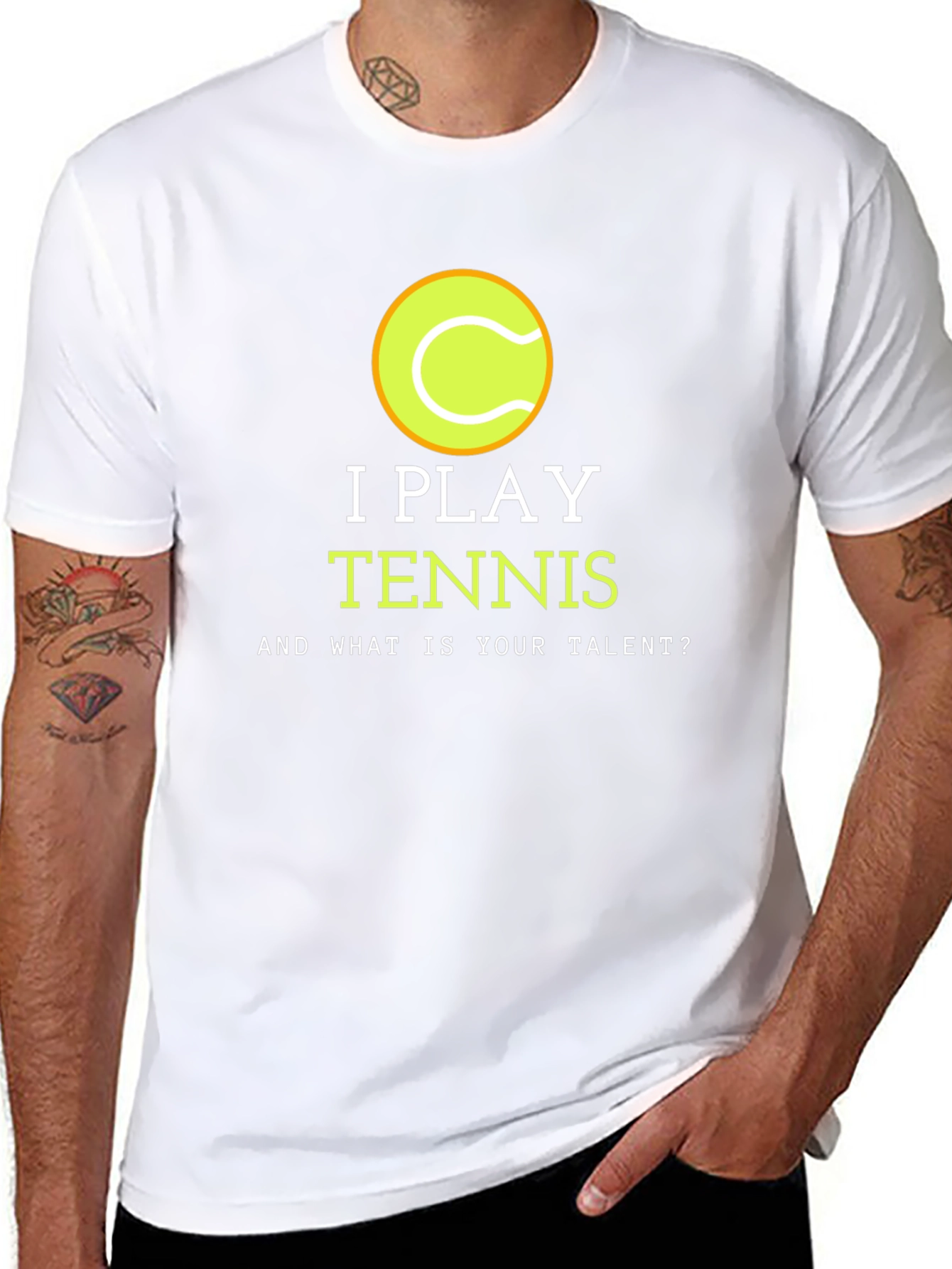 Black I Play Tennis T-Shirt - Funny Athlete Tee view 8