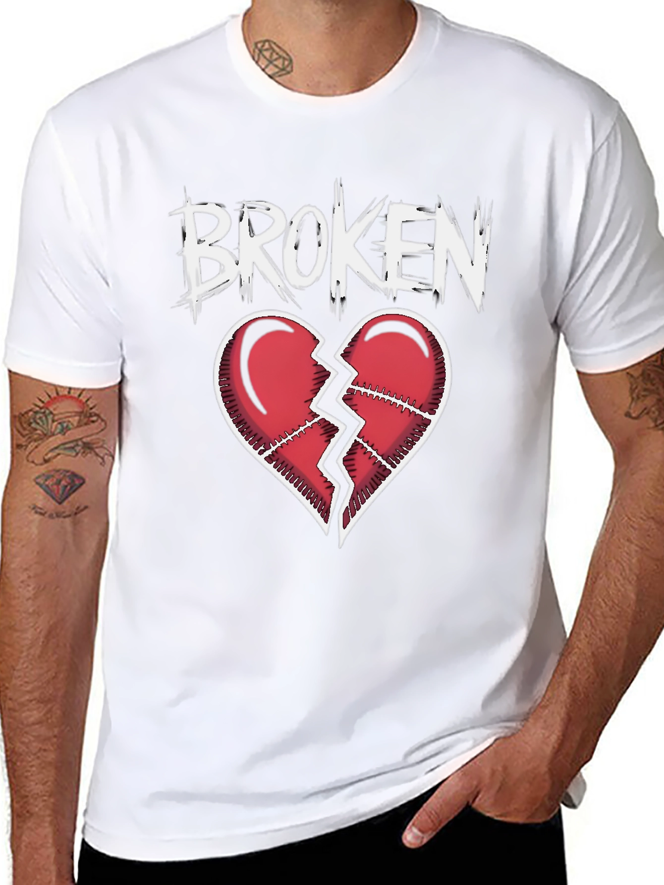 Black Broken Heart Graphic T-Shirt - Black view 8
