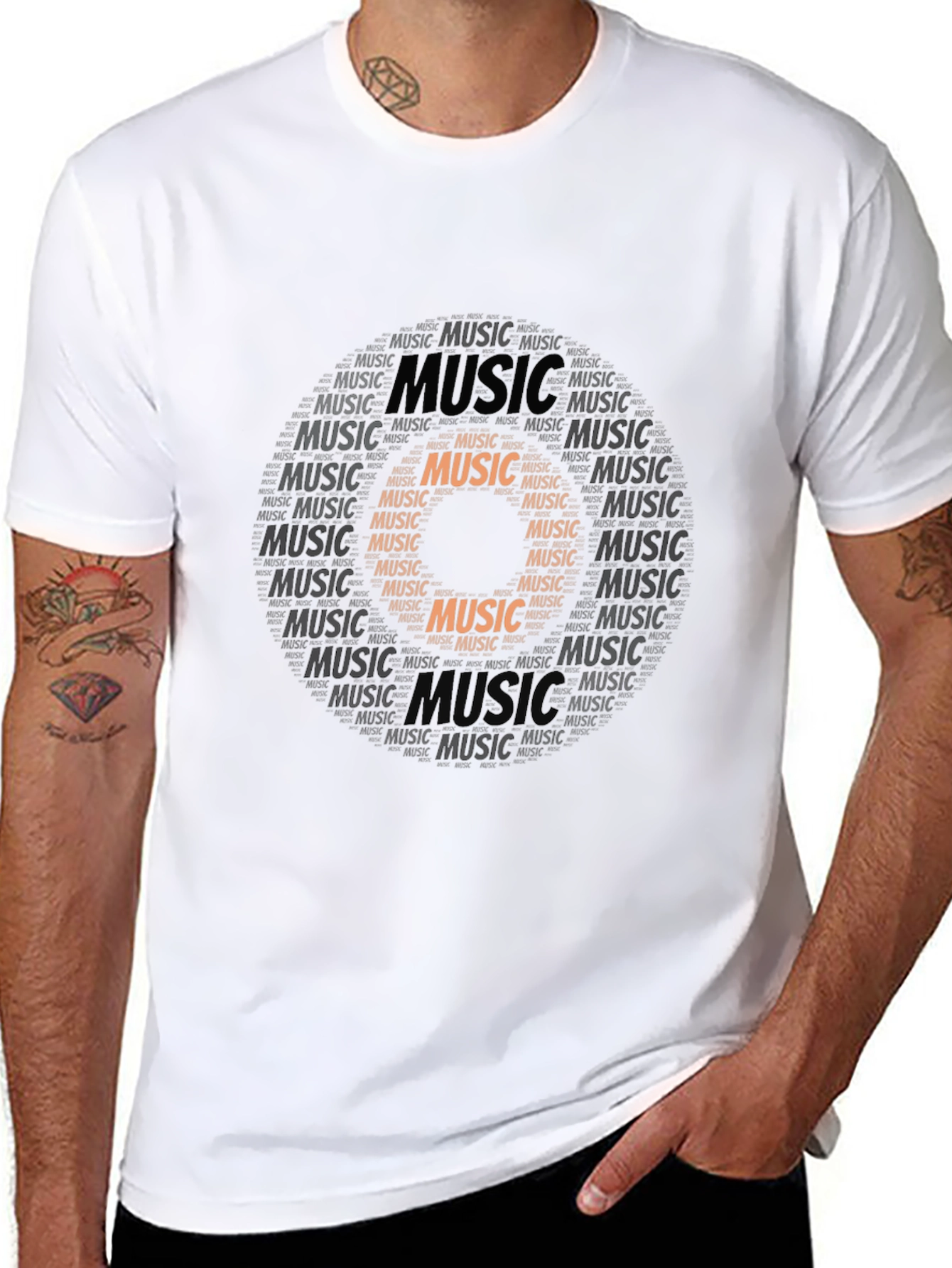 Black Music Record Word Art Graphic Tee view 8