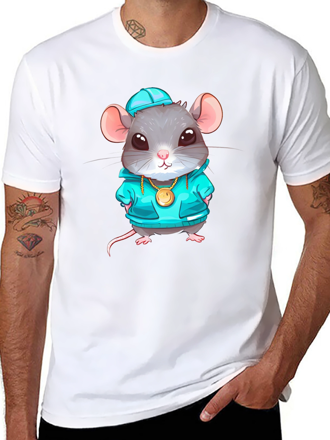 Black Cool Rat Graphic T-Shirt view 8