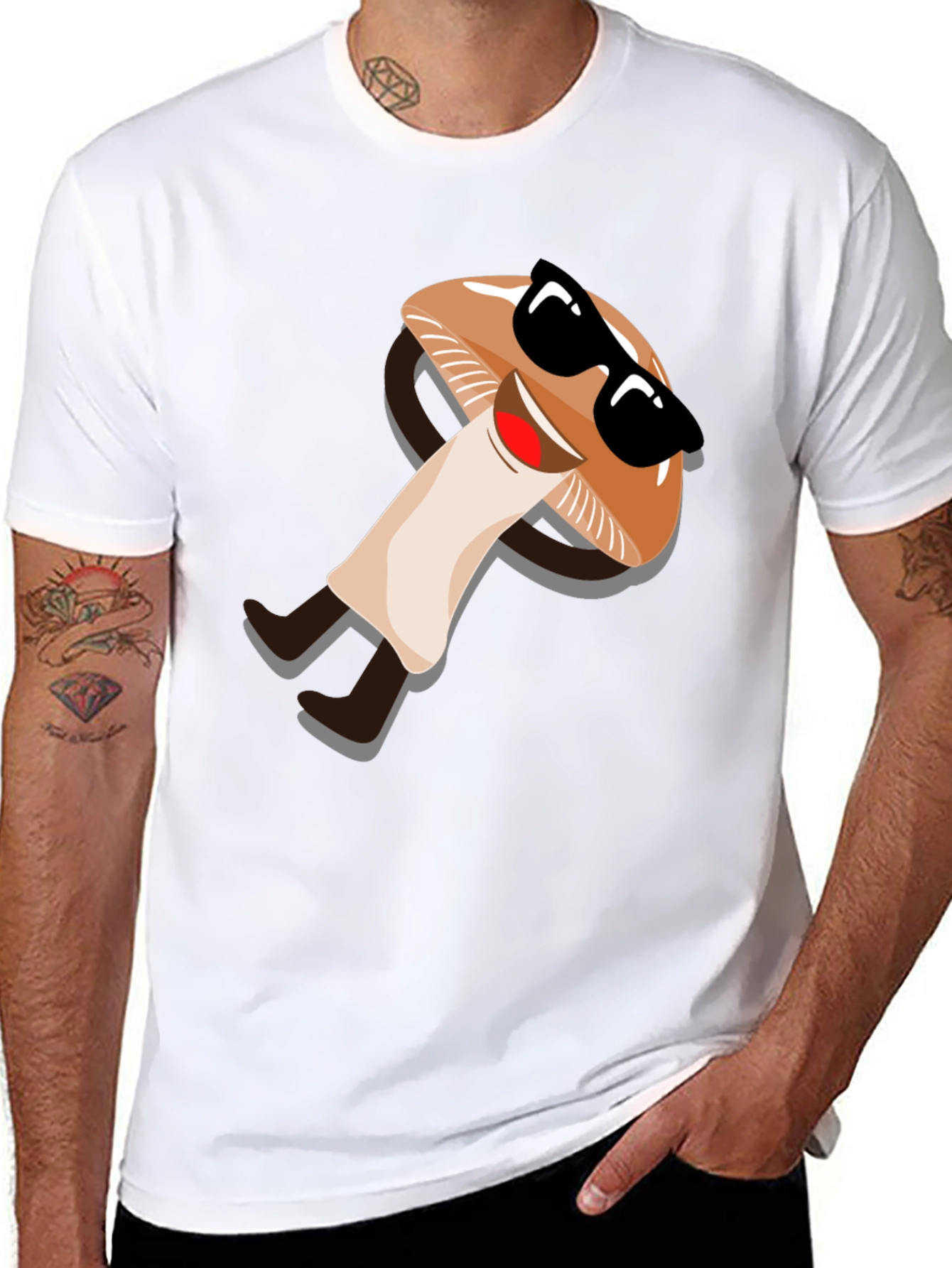 Black Cool Mushroom Graphic Tee view 8