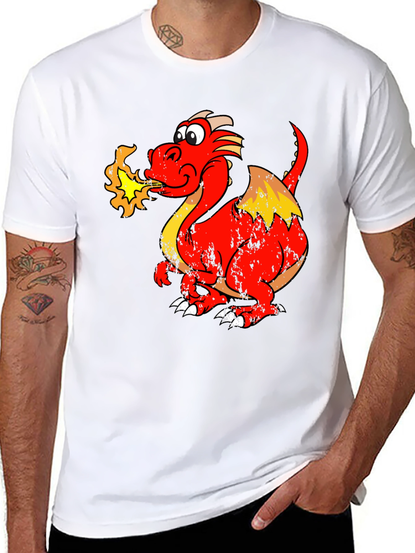 Fiery Dragon Graphic Tee - Black Cotton Shirt - 8