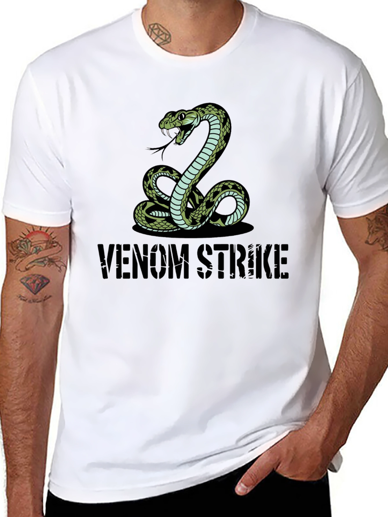 Black Venom Strike Snake Graphic Tee view 8