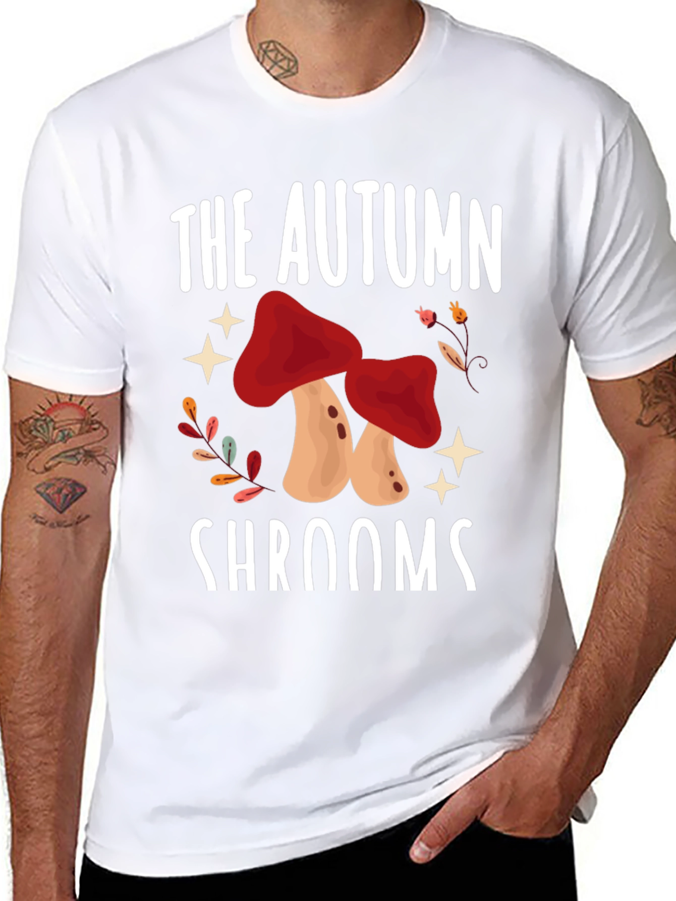 Black Autumn Shrooms T-Shirt - Mushroom Season Tee view 8