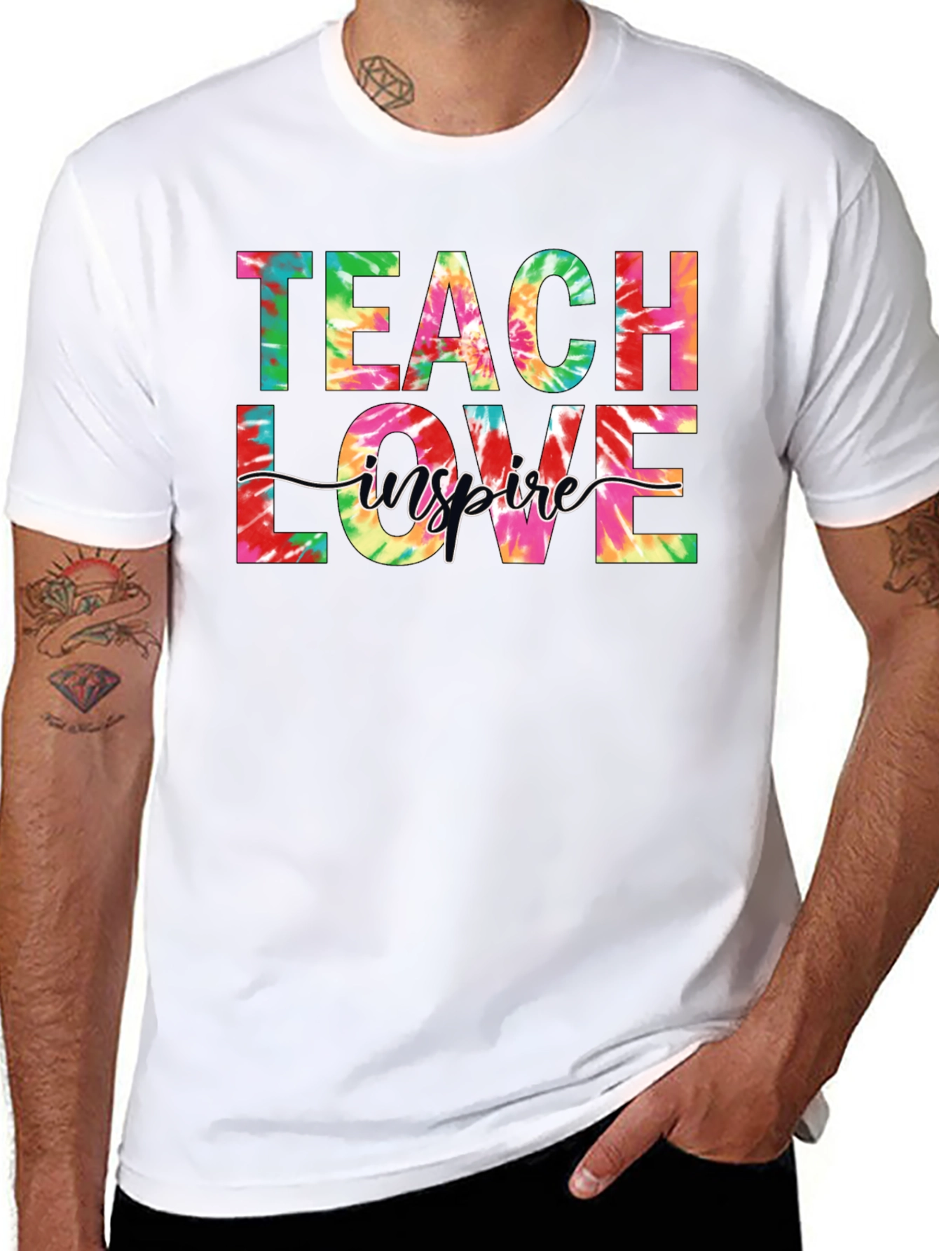 Black Teach Love Inspire Tie Dye Graphic Tee view 8