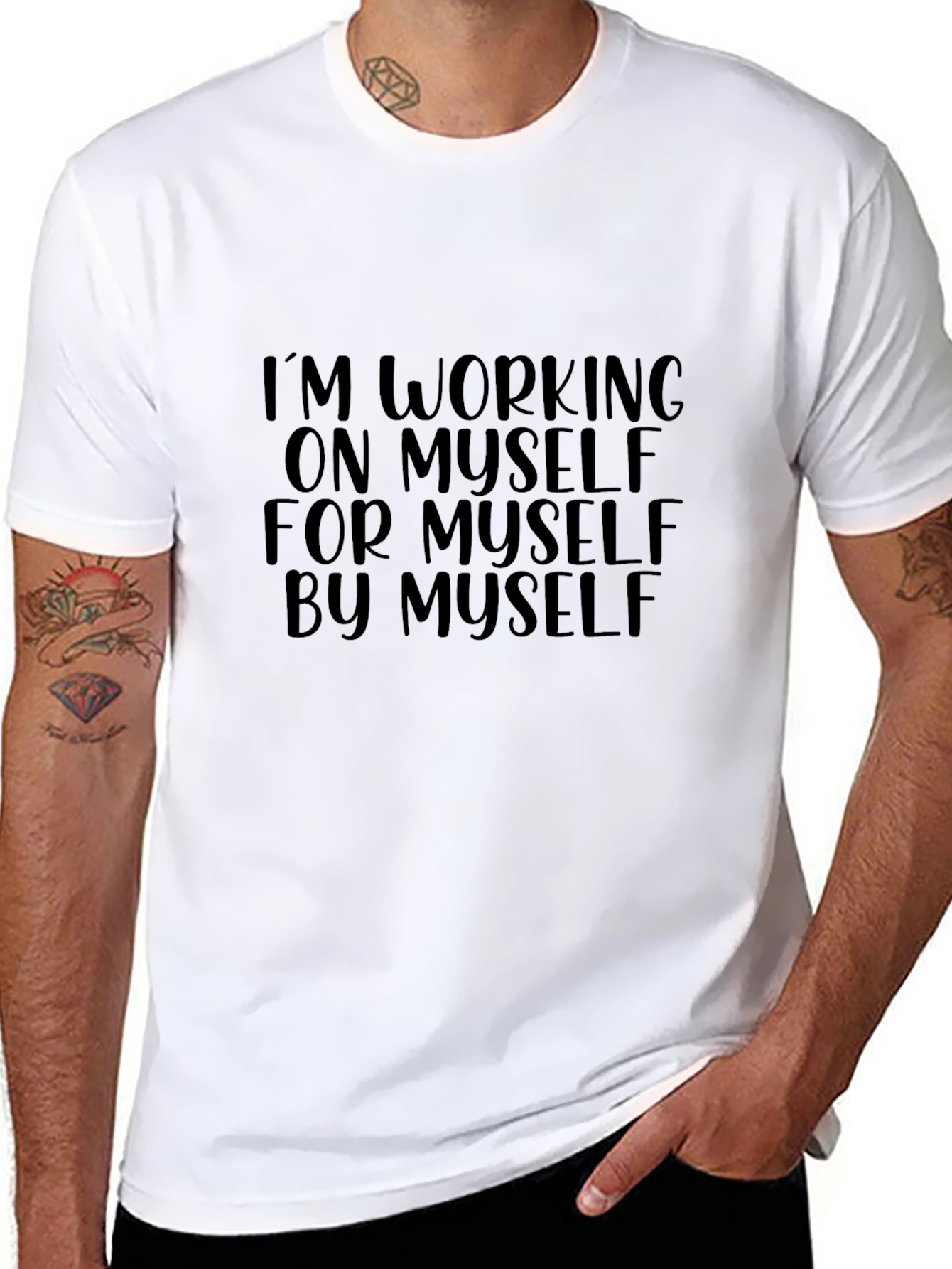 Black Working On Myself T-Shirt | Motivational Tee view 8