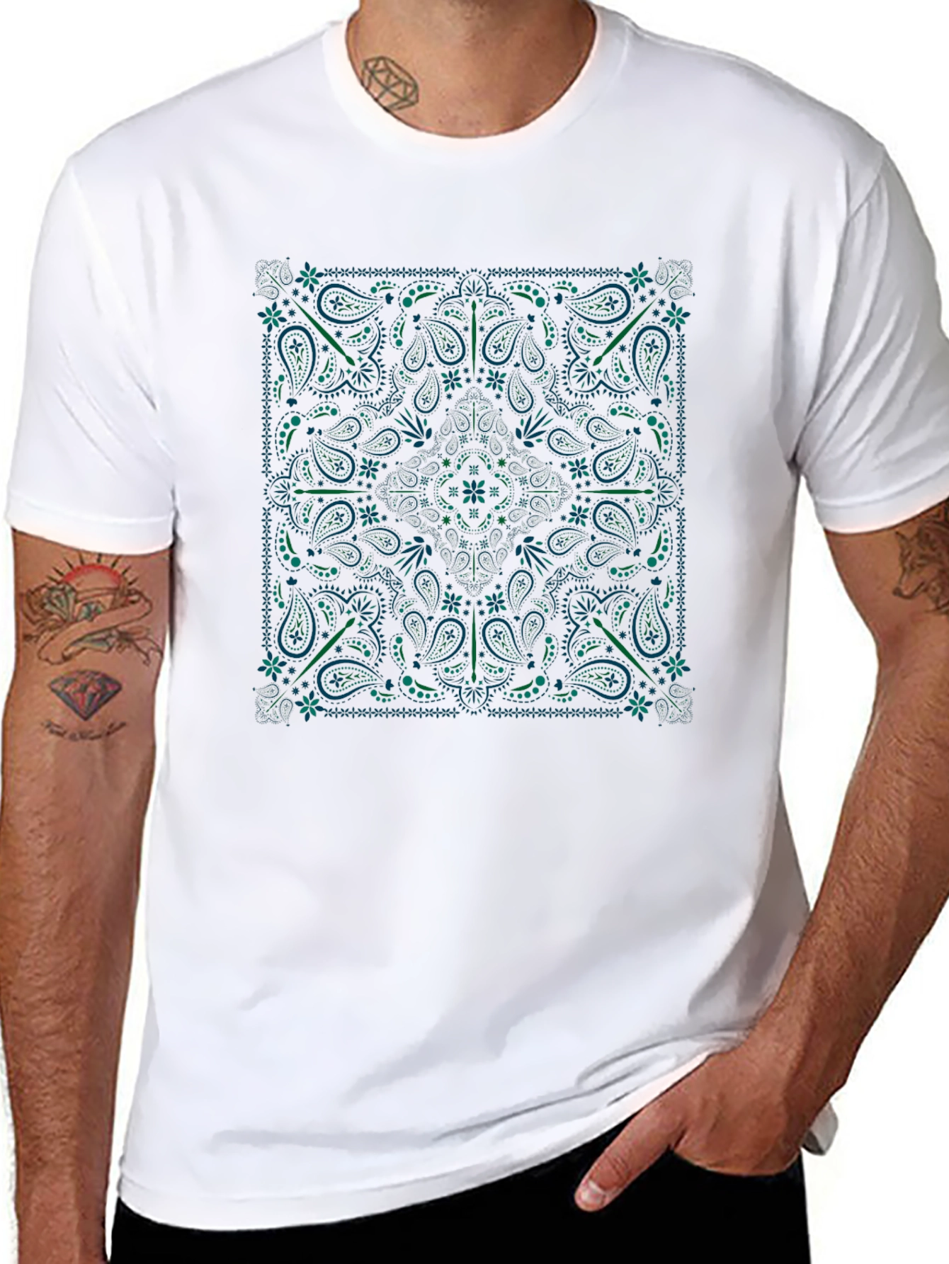 Black Black Bandana Paisley Graphic T-Shirt view 8