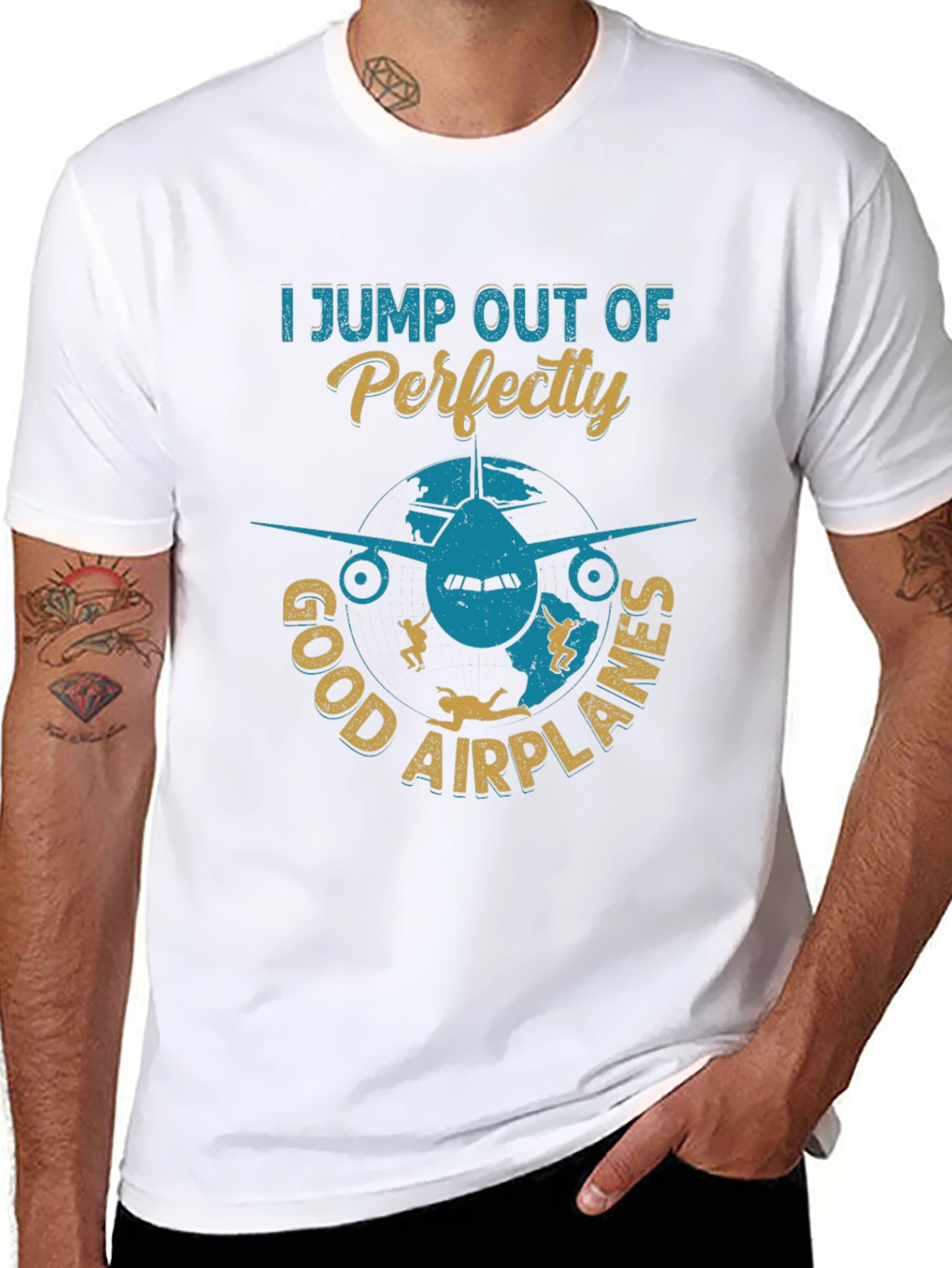 Black Skydiving T-Shirt: I Jump Out Of Perfectly Good Airplanes view 8