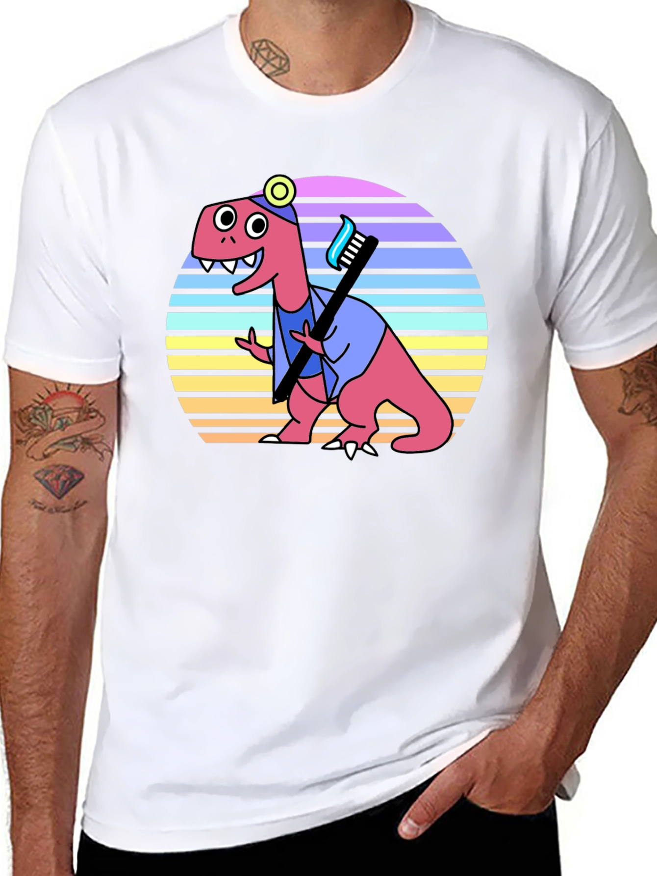 Black Dino Dentist T-Shirt - Novelty Graphic Tee view 8