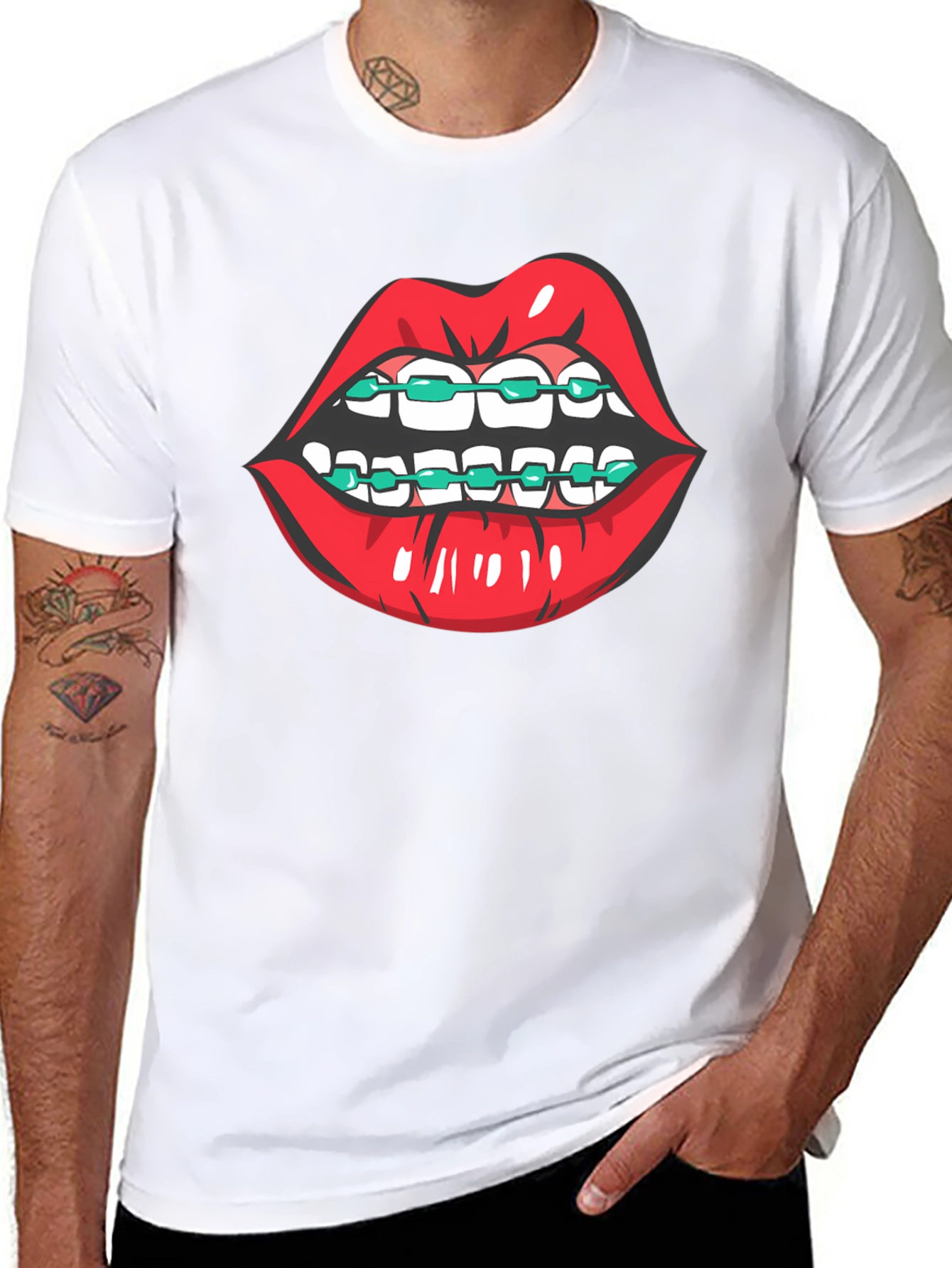 Black Lips with Braces Graphic Tee view 8