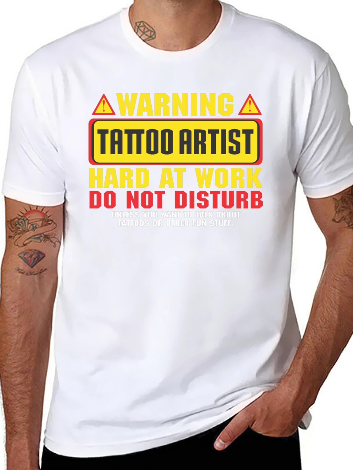 Black Tattoo Artist Warning Graphic T-Shirt view 8
