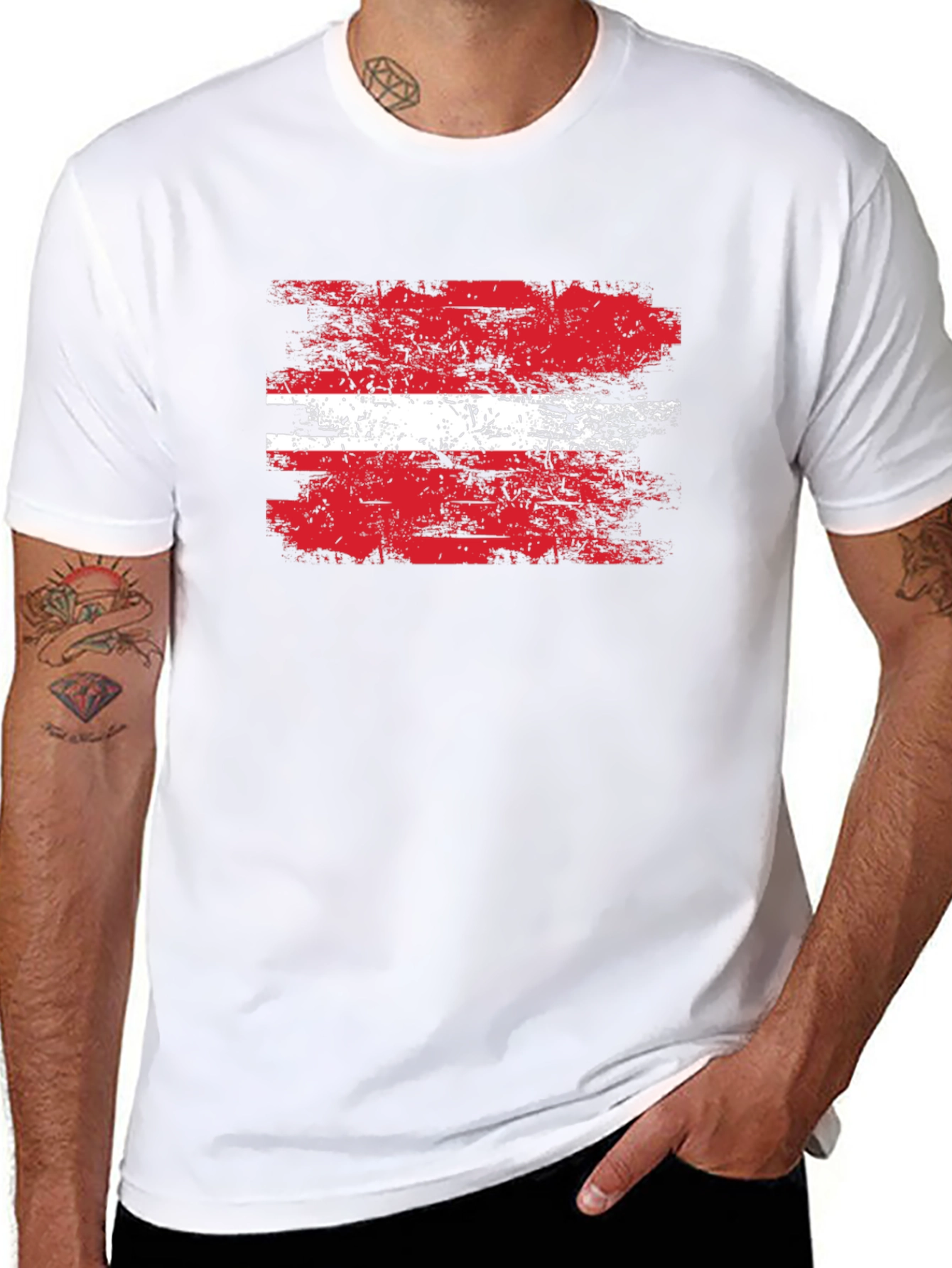 Austria Flag Distressed Graphic T-Shirt - 8